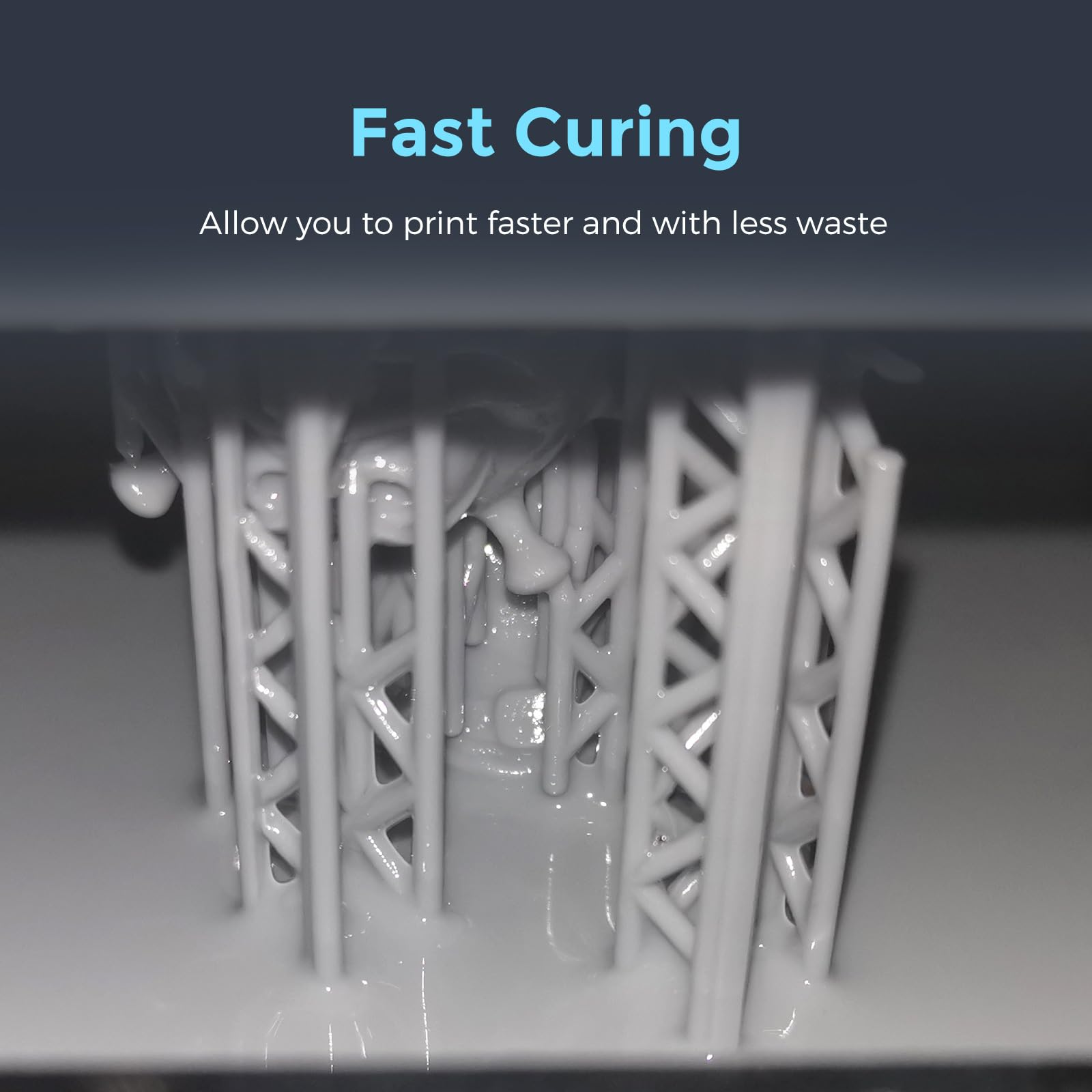 Flashforge High Precision Standard Photopolymer Resin 405nm Fast UV Curing for LCD 3D Printing - Low Shrinkage & Excellent Fluidity (Ice Blue, 500g) - Ideal for Miniatures, Jewelry & Dental Models