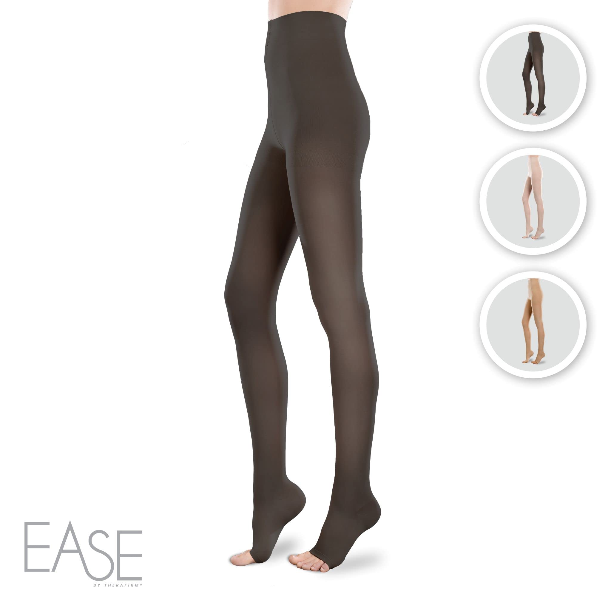 Ease Sheer Women's Open-Toe Support Pantyhose - 20-30mmHg Moderate Compression Nylons for Varicose Veins & Swelling Relief - Perfect for Work, Travel & Everyday Comfort