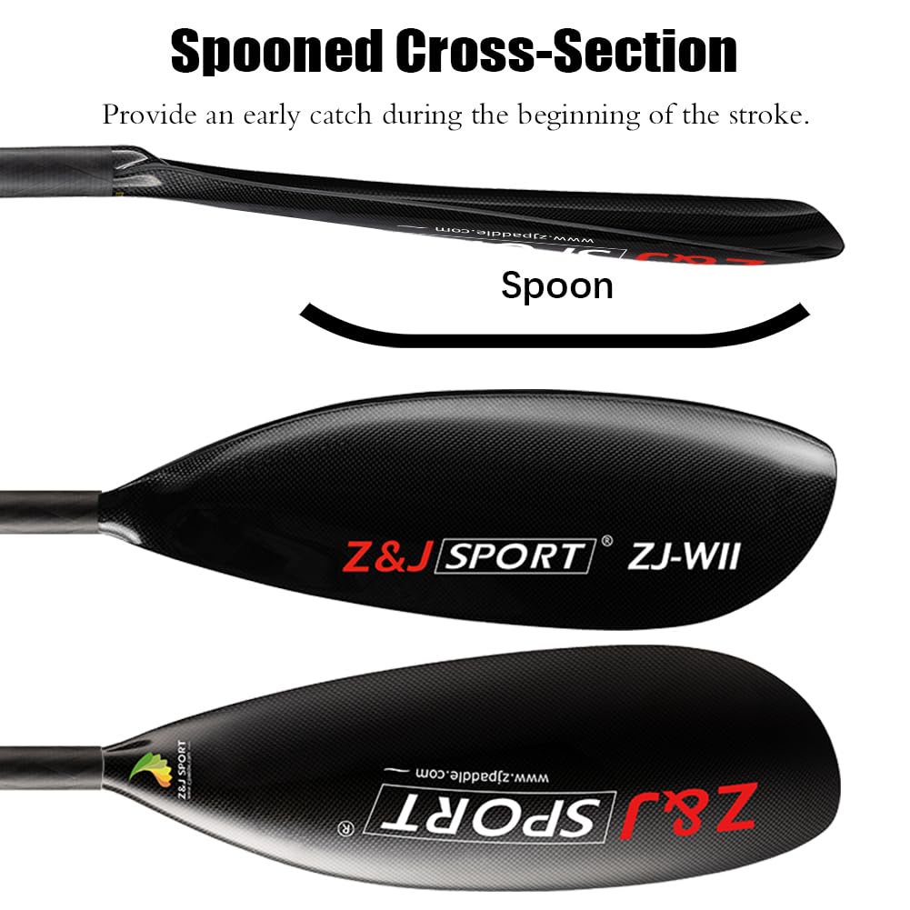 Z&J SPORT Adjustable Kayak Wing Paddle - Lightweight Matte Carbon 2-Piece Design for Surfski, Racing & Touring Kayaks | Includes Paddle Bag | Perfect for Competitive Kayaking & Water Sports Training