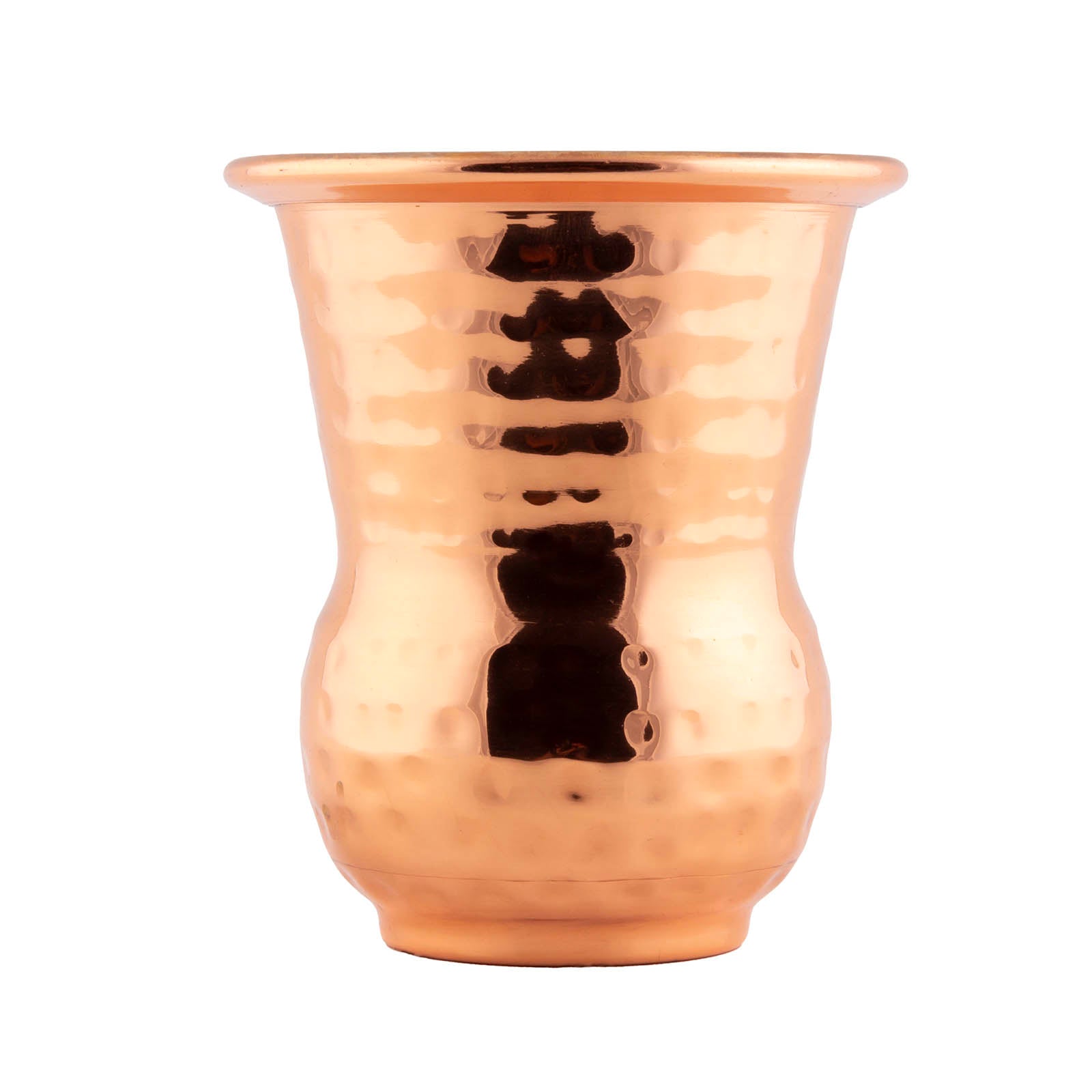 BarConic® Hammered Copper Plated Hourglass Tumbler - 15oz Insulated Copper Cup for Cocktails, Iced Coffee & Cold Drinks - Perfect for Parties, Bars & Home Use