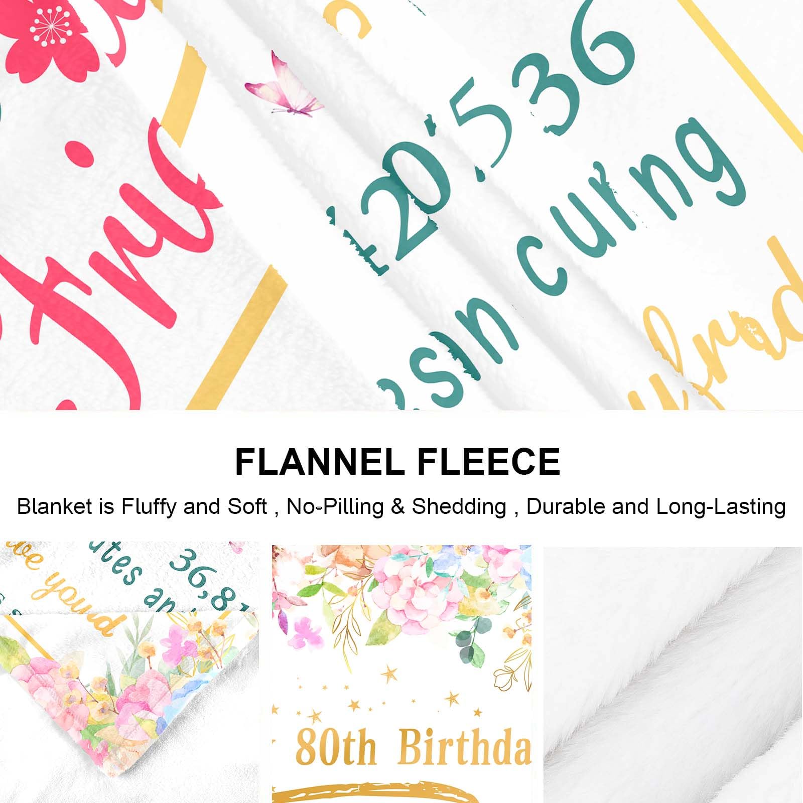 80th Birthday Gifts for Women - Flannel Throw Blanket 60