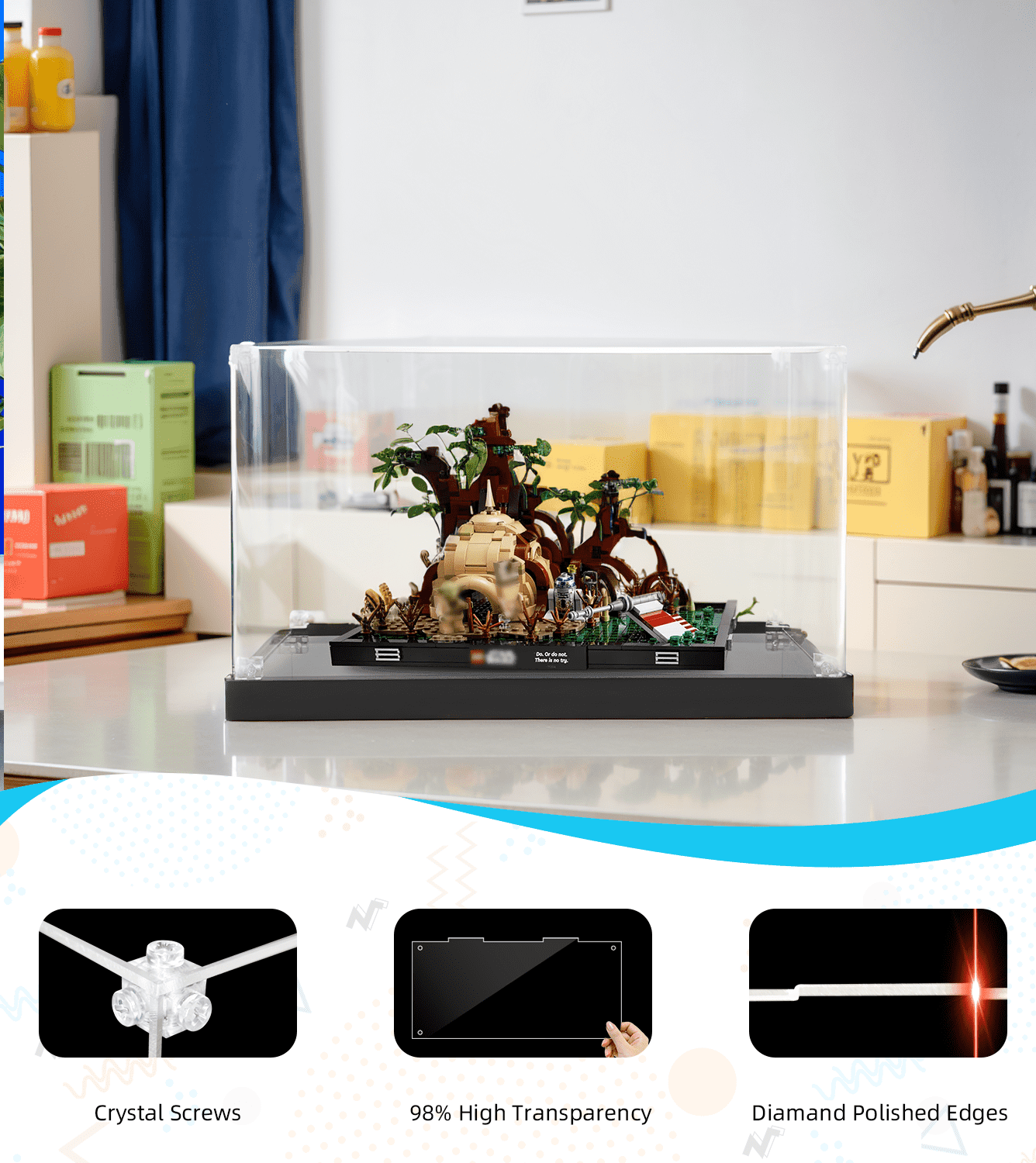 Lego Star Wars Dagobah Jedi Training Diorama 75330 Display Case - Protective Showcase for Collectible Building Sets - Perfect for Home & Office Decoration, Gift Giving & Display Storage