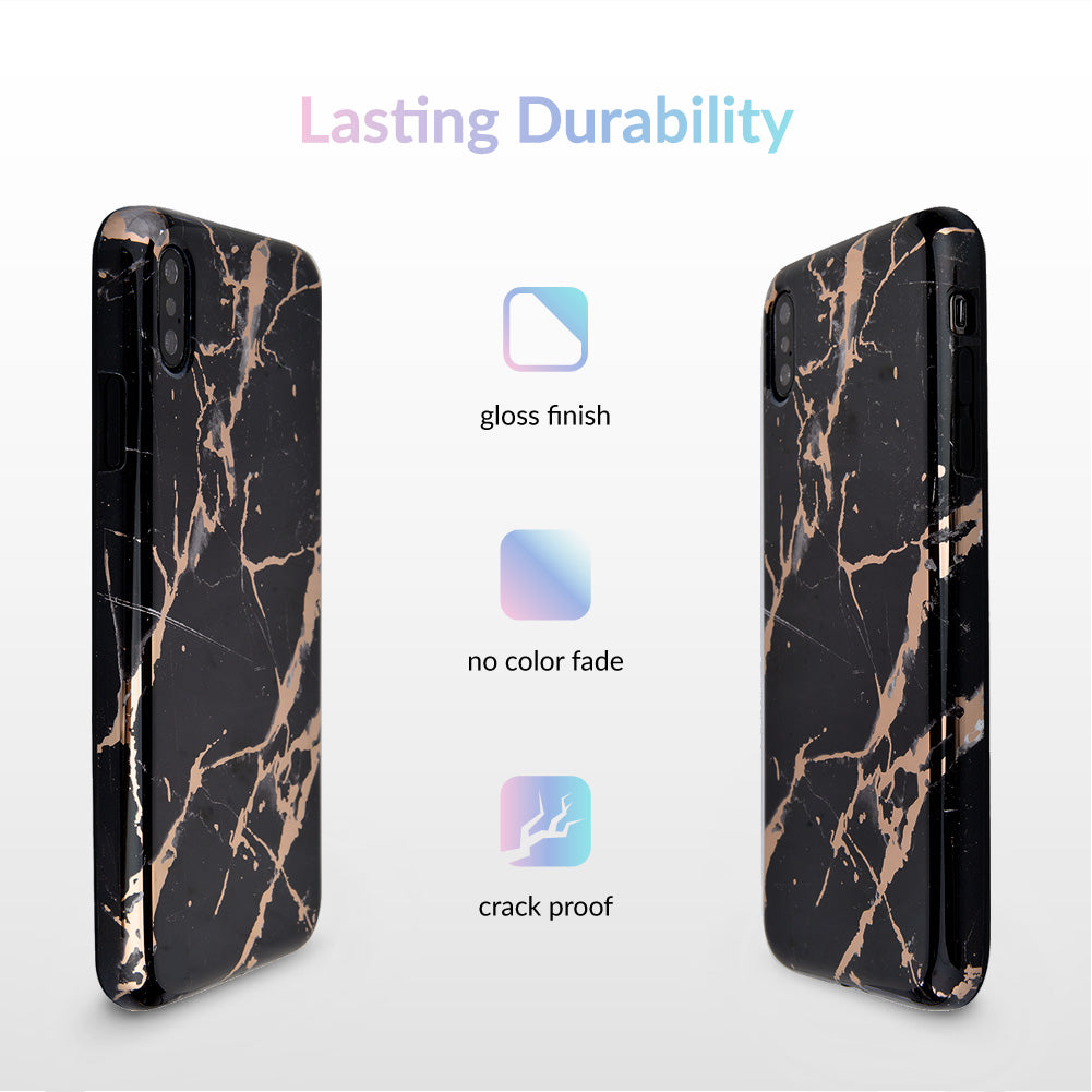 Elegant Black Marble Rose Gold Chrome iPhone Case - Premium Protective Cover for iPhone [Model] - Perfect for Everyday Use, Office & Special Occasions