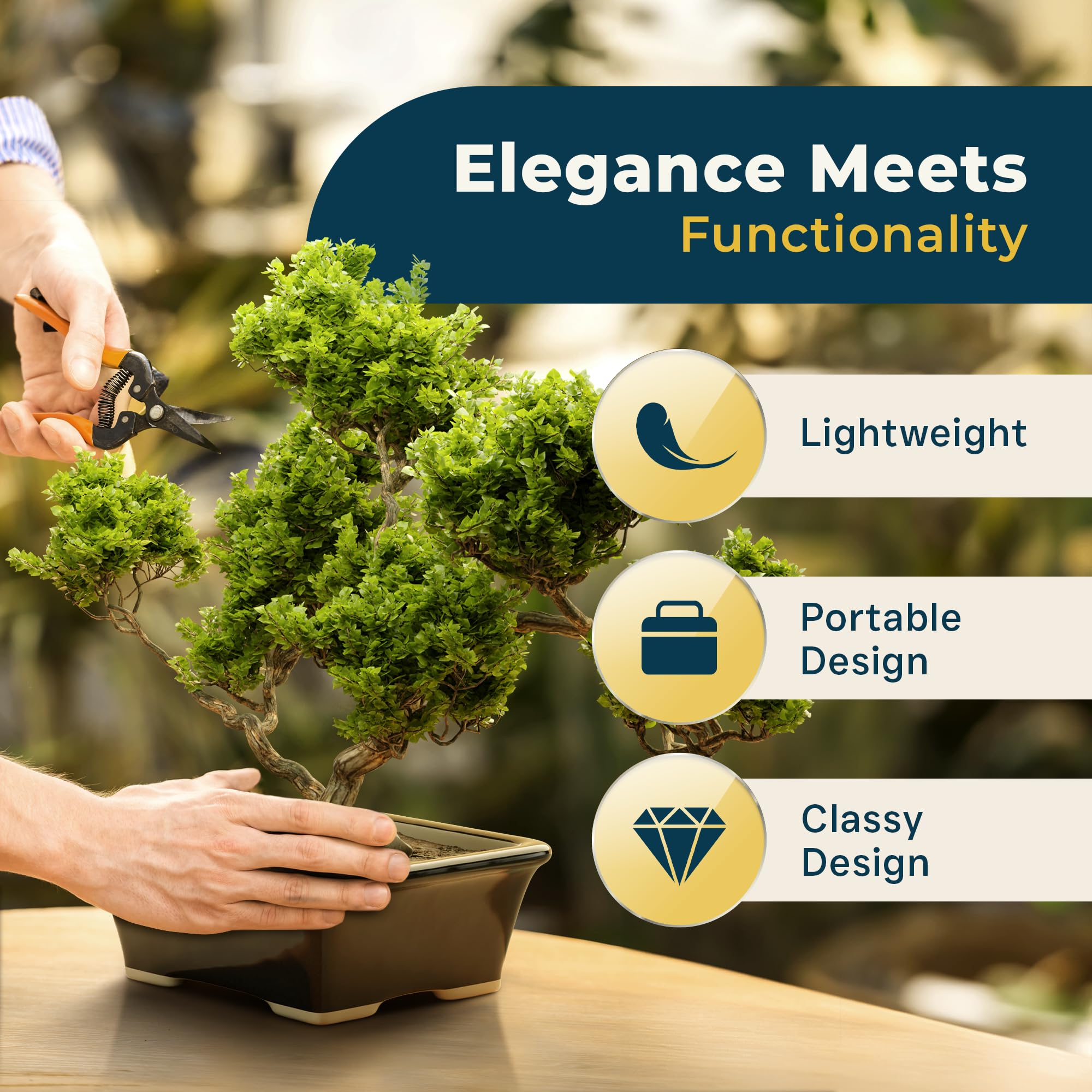 Glazed Ceramic Bonsai Pot - Premium Black Rectangular Planter for Succulents, Small Plants & Indoor/Outdoor Gardens - Ideal for Home Decor, Office Desk & Zen Garden Arrangements