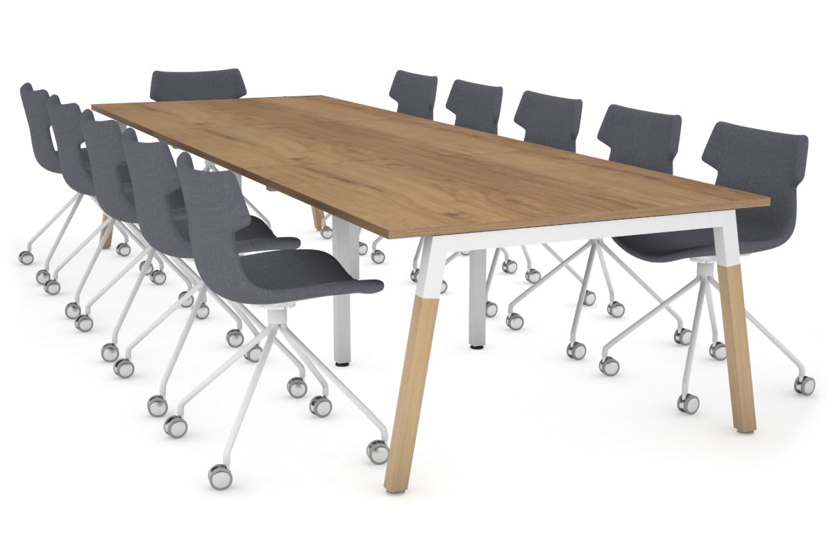 Modern Boardroom Table with Quadro A Legs & Wood Cross Beam - 3600L x 1200W - Perfect for Executive Offices & Conference Rooms