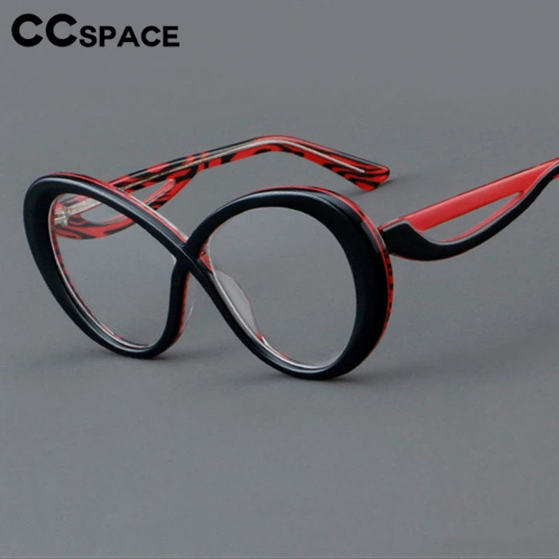 CCspace Unisex Full Rim Oval Cat Eye Acetate Eyeglasses Frame 30793 - Stylish Retro Glasses for Men & Women, Perfect for Office, Reading & Fashion Accessories