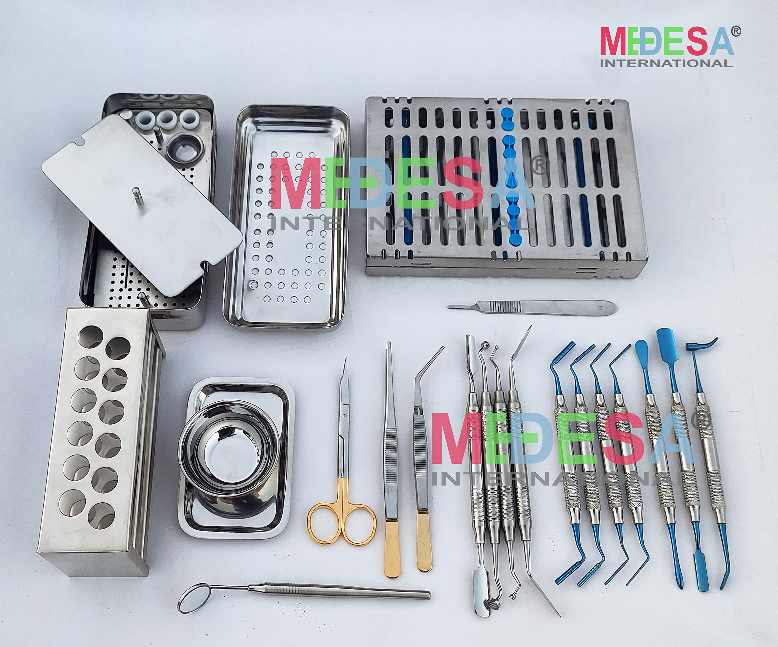 MEDESA 21-Piece Dental PRF & GRF Box System Kit with Bone Grafting Carrier & Explorer Instruments - Professional Dental Surgery Tools for Implants, Periodontal Therapy & Oral Regenerative Procedures