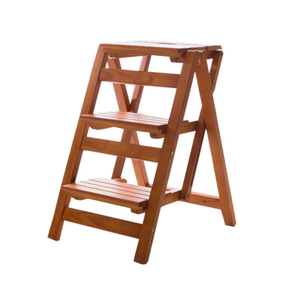 Foldable Wooden Step Stool with 3 Steps - 150kg Weight Capacity, Multi-Functional Ladder for Home, Library, Kitchen, and Office Use - Compact & Space-Saving Design