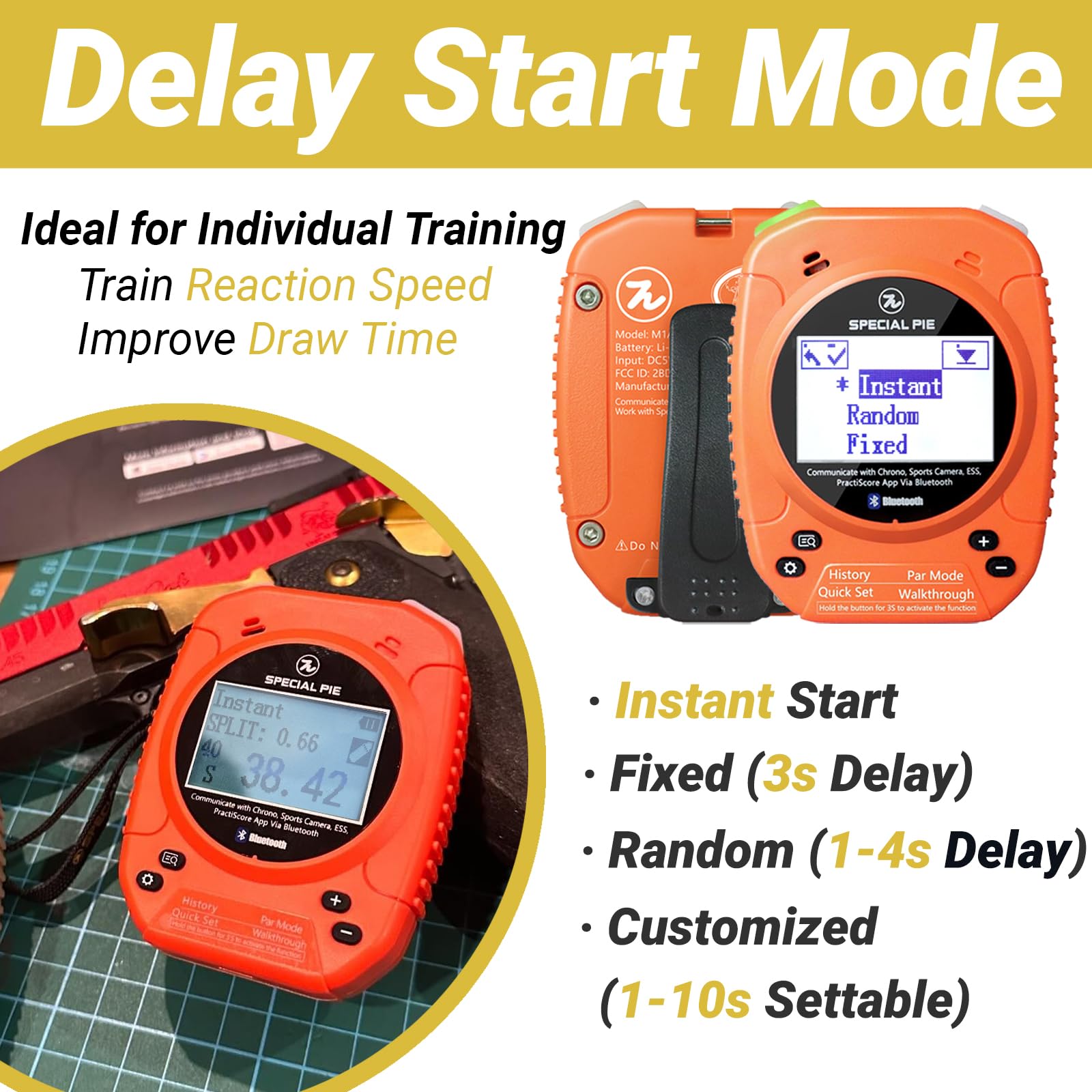 Professional Shot Timer for Firearms Training - Loud Buzzer Shooting Timer with Belt Clip | Perfect for USPSA, IPSC, IDPA Competitions & Range Practice | Improve Shooting Accuracy & Speed