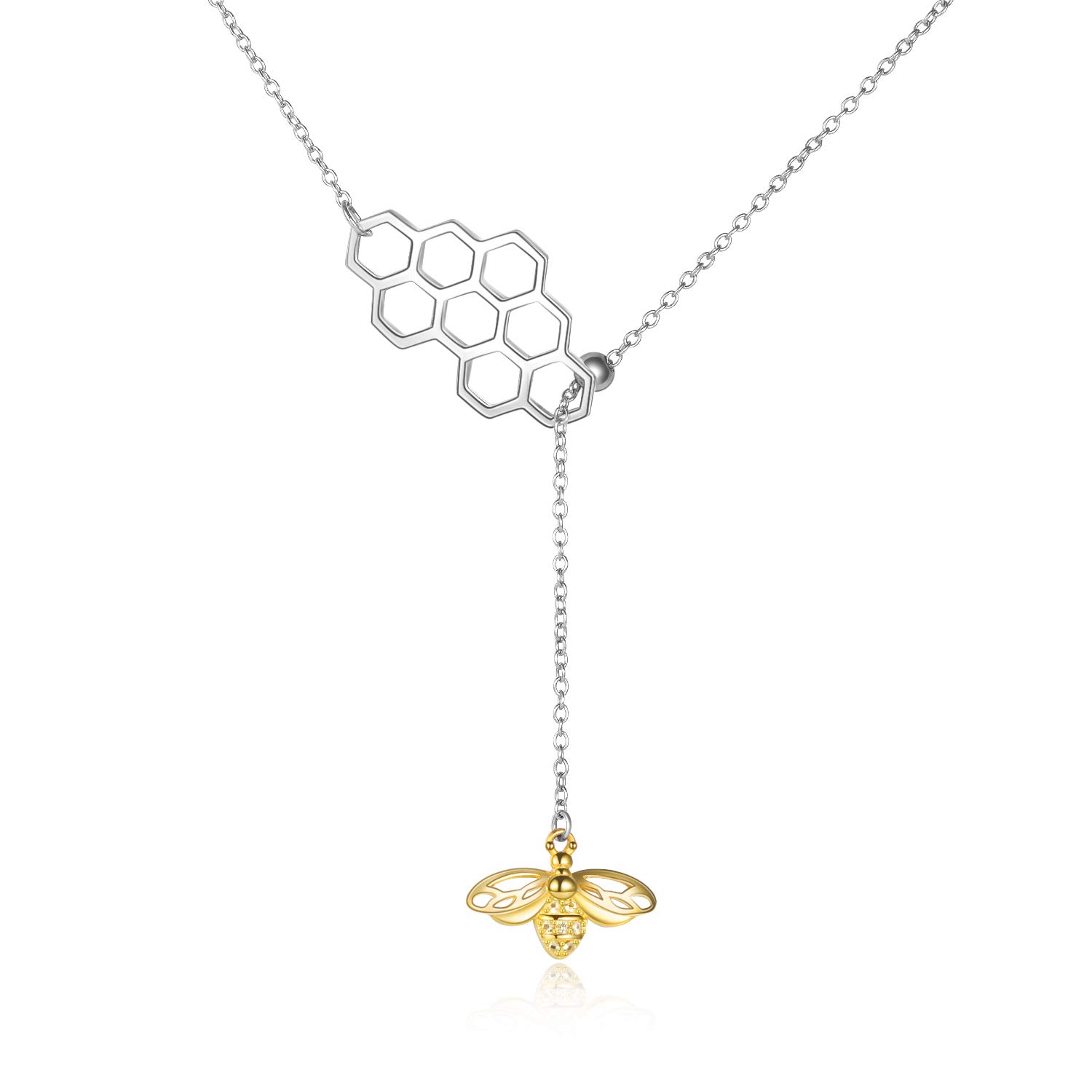 Sterling Silver Bee/Cat/Wolf/Horse Pendant Y-Necklace for Women & Teen Girls - Perfect Gift for Birthday, Anniversary & Everyday Wear