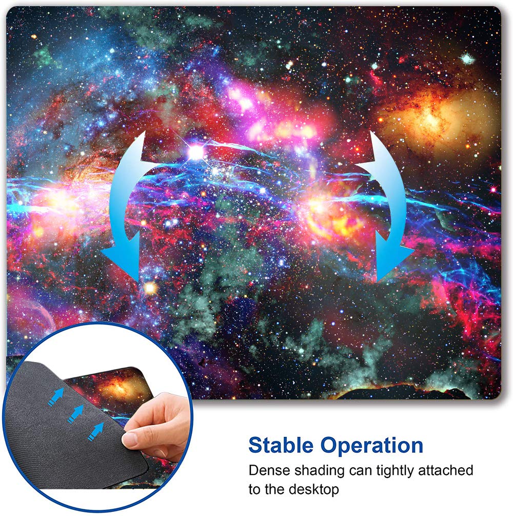 Galaxy and Nebula Gaming Mouse Pad - Non-Slip Rubber Base, Waterproof Square Mouse Mat for Office, Home & Travel - Milky Way Design with Solar System Orbit - Perfect for PC, Laptop & Gaming Setup
