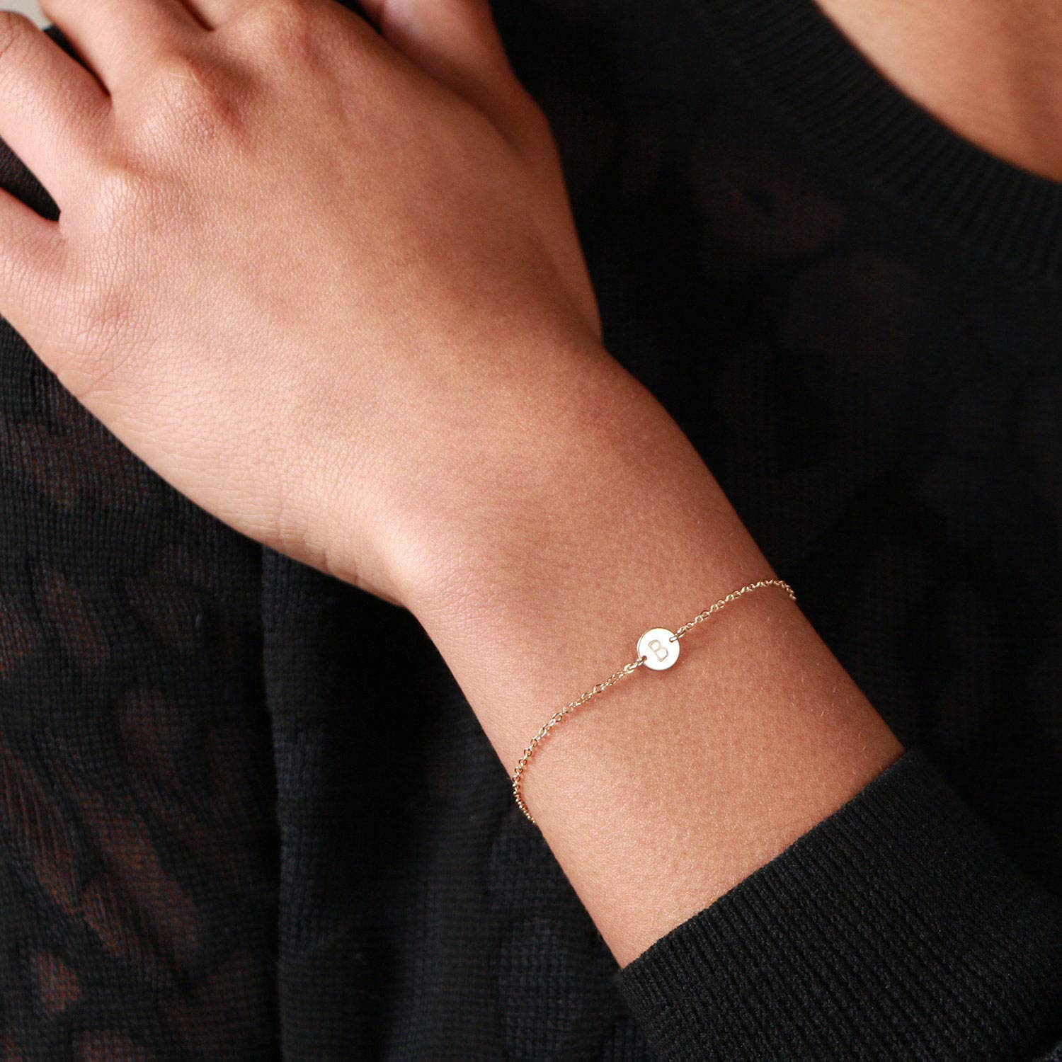 Personalized Initial Bracelet for Women - 18K Gold Plated Stainless Steel Letter Charm Bracelet with Dainty Coin & Disc Pendant - Perfect for Gifts, Anniversaries, and Everyday Elegance