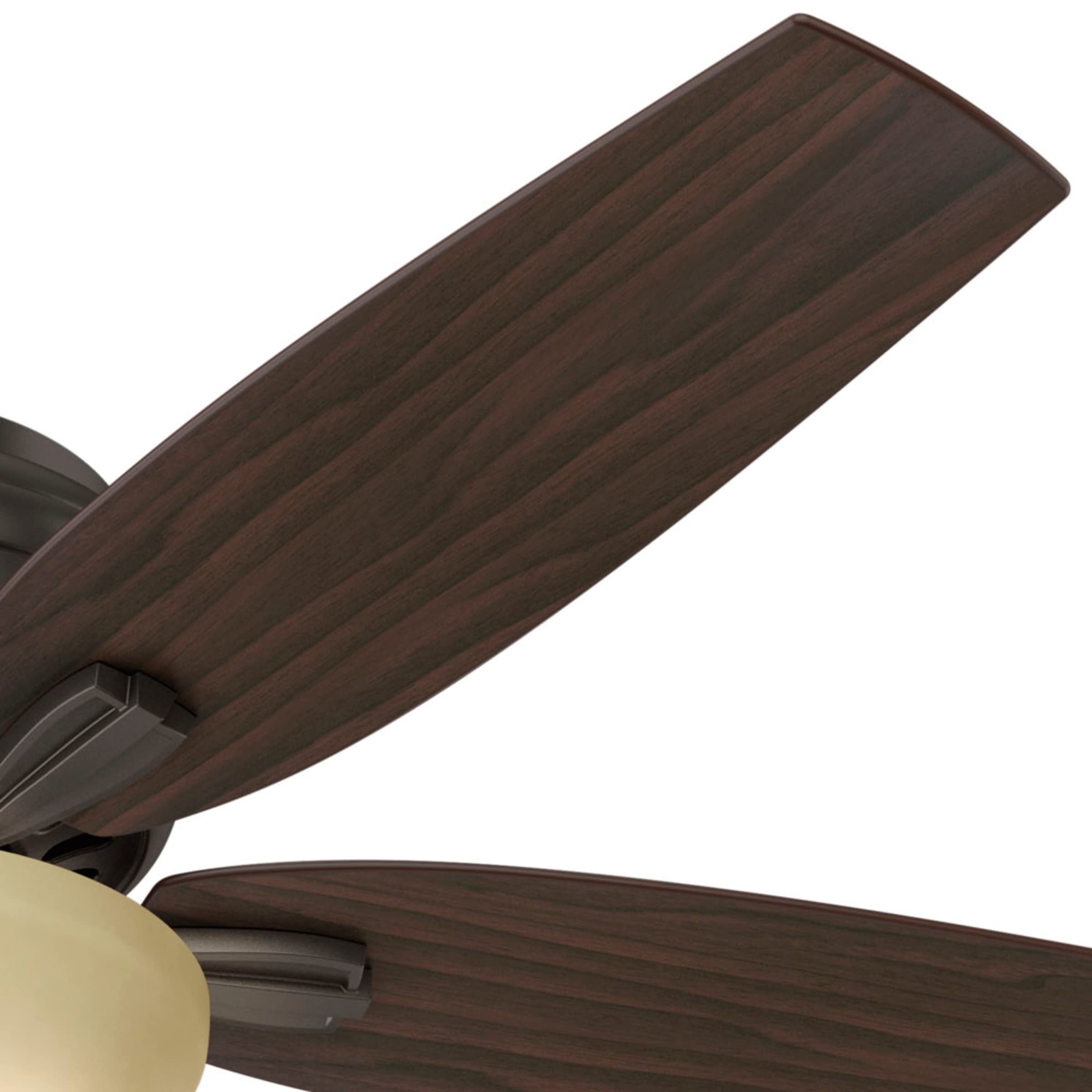 Hunter Fan Company 53314 52-Inch Newsome Premier Bronze Low Profile Ceiling Fan with LED Light Kit and Pull Chain - Perfect for Bedroom, Living Room, and Indoor Spaces