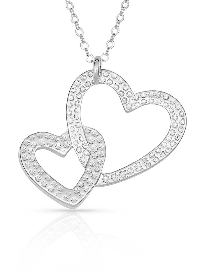 Montana Silversmiths NC61120 Women's Double Heart Crystal Necklace in Sterling Silver - Perfect for Valentine's Day Gifts & Anniversary Presents