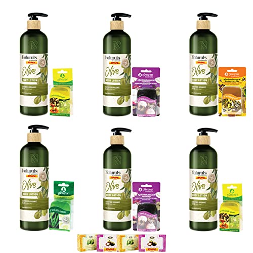 Watsons True Natural Olive Body Lotion - 16.57 Fl Oz Organic Moisturizer for Healthy Skin | 6-Pack Set with DHL Shipping | Perfect for Dry Skin Care & Daily Hydration Routine | Includes Free Tomato Facial Mask