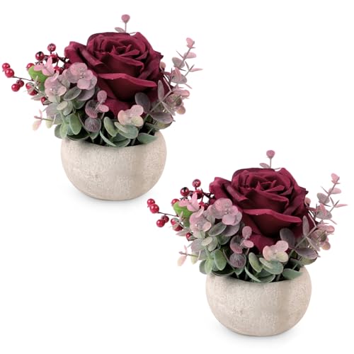2 Pack Burgundy Rose