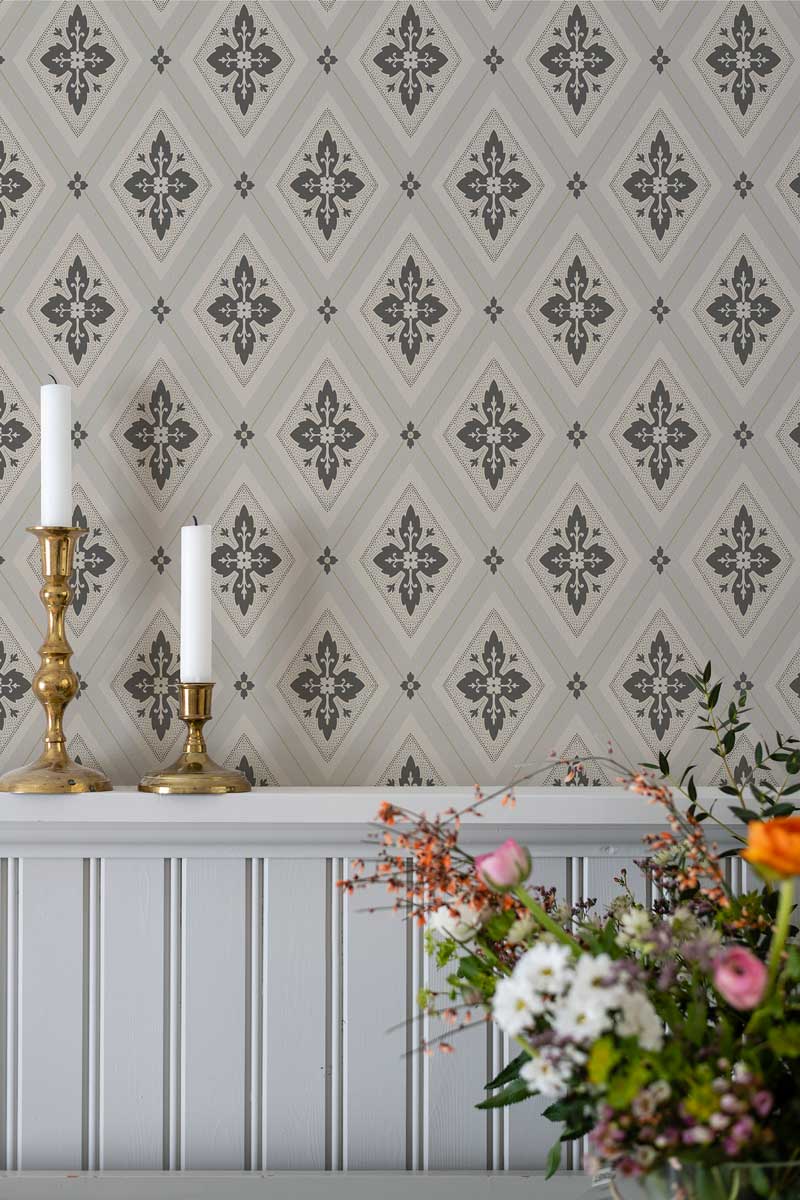 Duro Tapet Astrid Beige/Svart Wallpaper - Premium Self-Adhesive Peel and Stick Wallpaper for Home Decor, Living Room, Bedroom, Office - Easy to Install & Remove