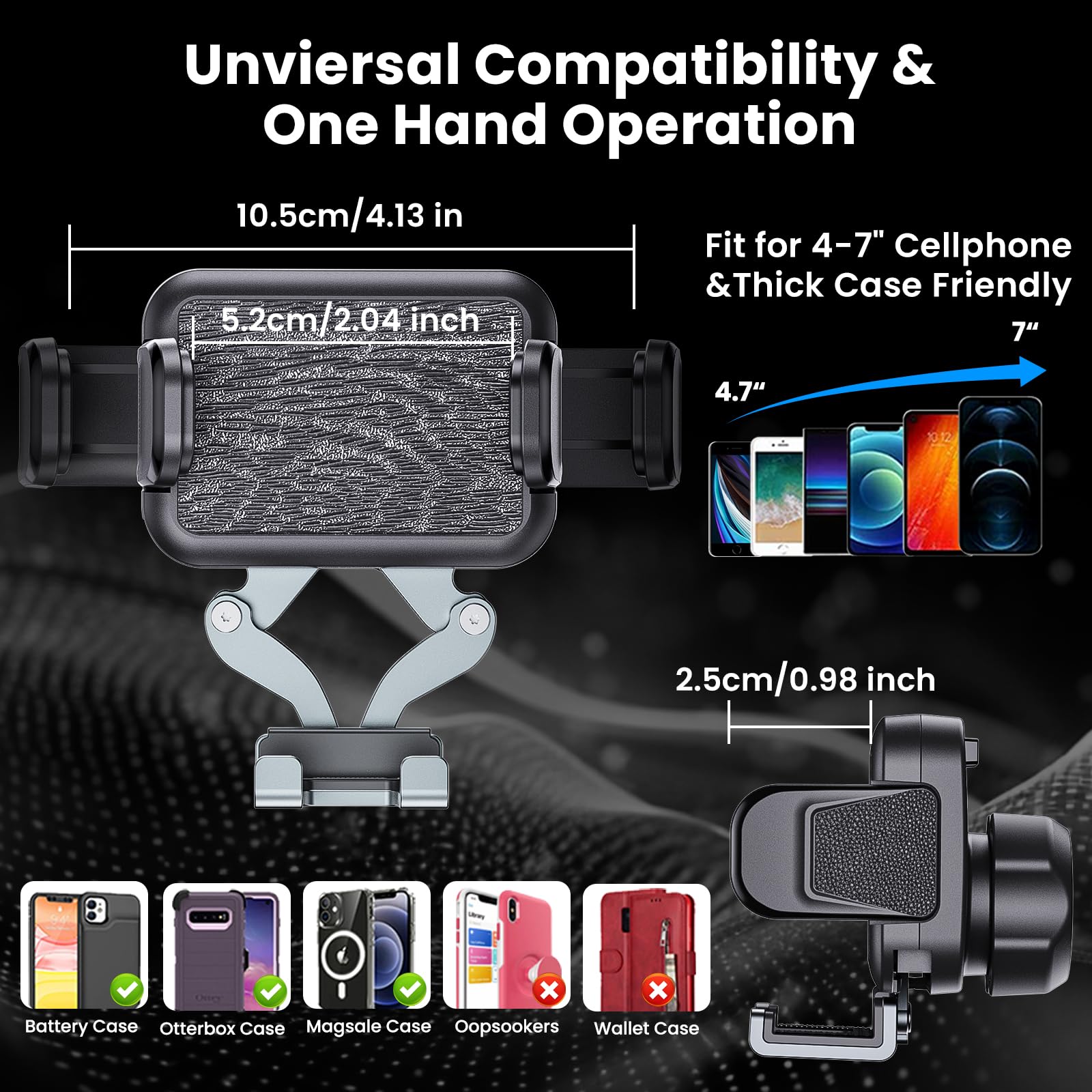 Upgraded Metal Phone Mount for Ram Truck 2019-2023 - Universal Dash Mount Cell Phone Holder Compatible with Dodge RAM 1500/2500/3500 & TRX Models - 360° Adjustable Car Phone Stand for iPhone, Samsung, Pixel - Perfect for GPS Navigation & Hands-Free Driving