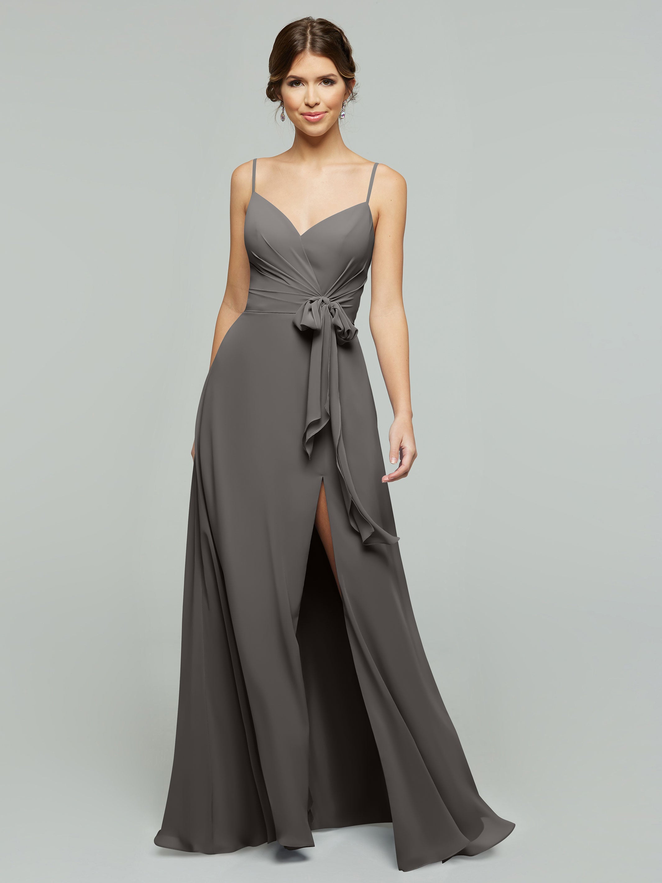 Elegant 80182 Chiffon A-Line Bridesmaid Dress with V-Neck & Spaghetti Straps - Perfect for Weddings, Formal Events & Special Occasions
