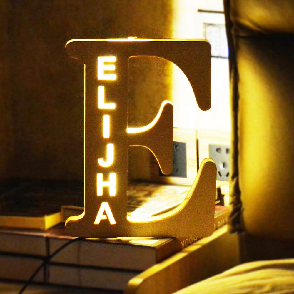 Custom Wooden Engraved LED Night Light - Personalized Name Wall Light for Couples, Friends & Family | Romantic Home Decor Gift for Him, Her, Boyfriend & Girlfriend | Perfect for Bedroom, Nursery & Anniversary Gifts