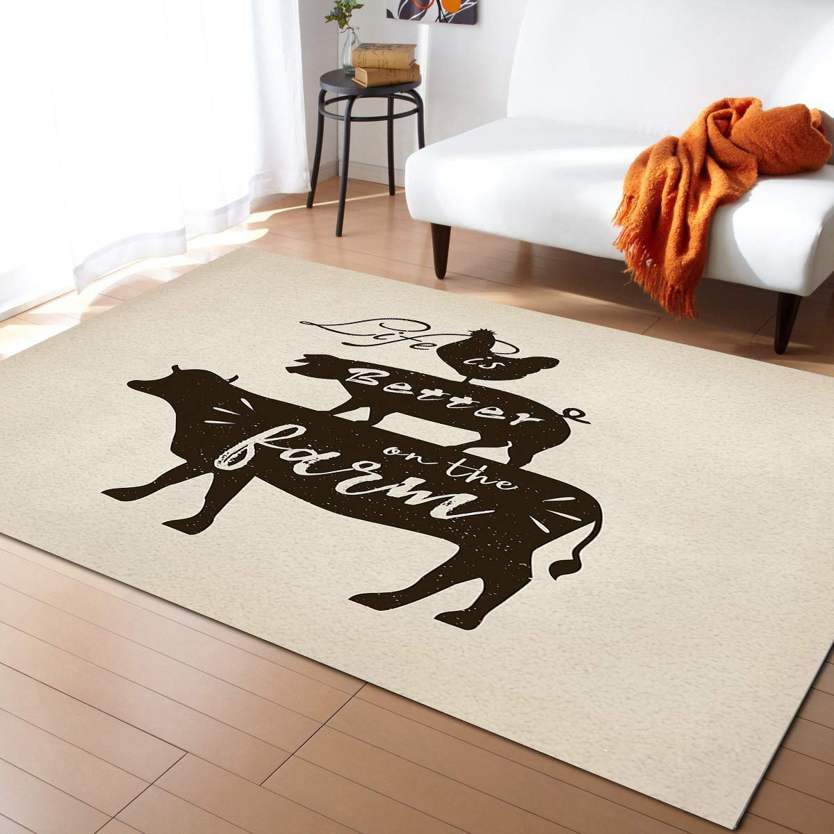 Farm Theme Area Runner Rug 4'x7' - Washable Indoor/Outdoor Carpet for Kitchen, Living Room, Bathroom, Bedroom, Classroom & Laundry Room | Non-Slip Doormat & Welcome Floor Mat for Home Decor & Country Style Spaces