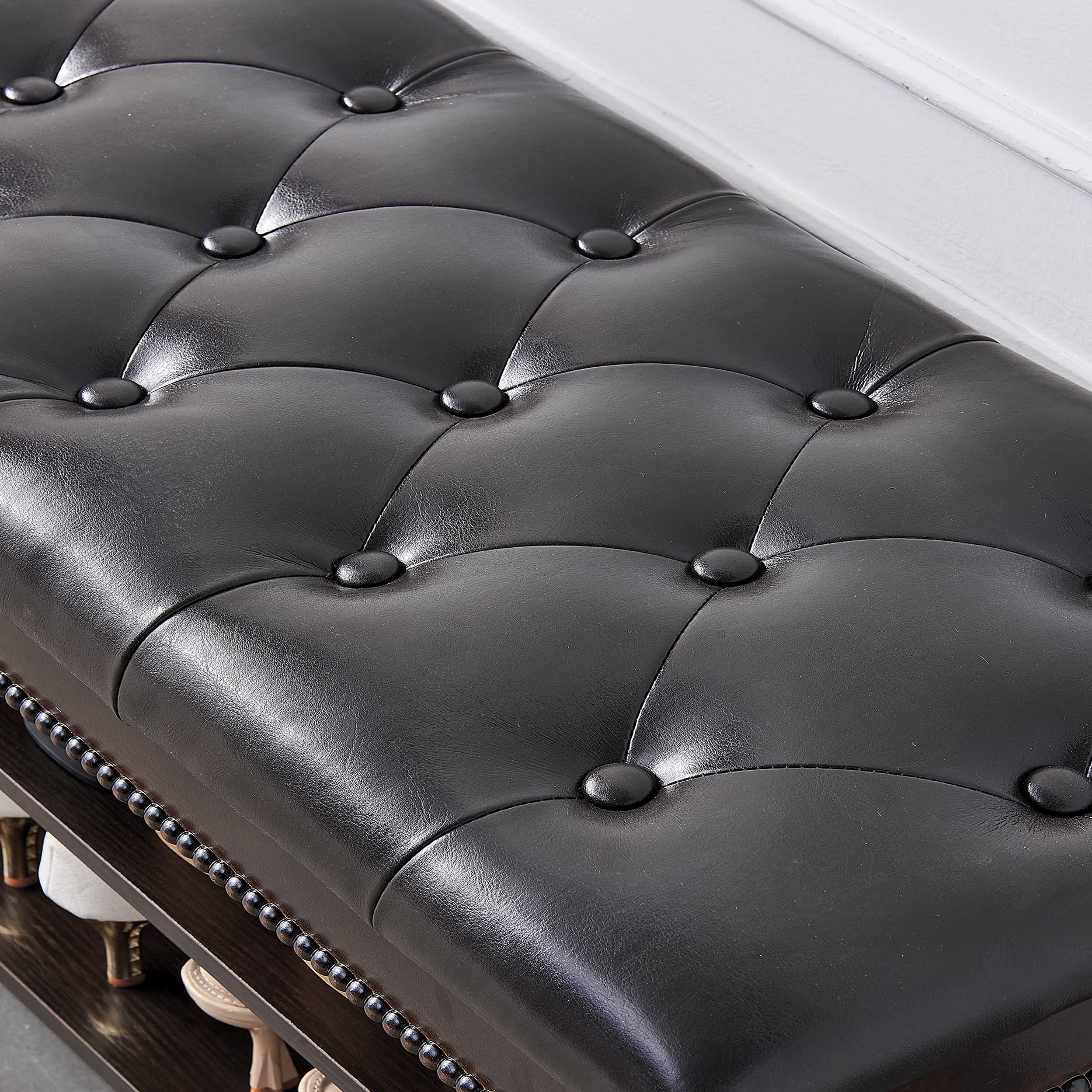 Solid Wood Shoe Storage Bench with Cushion - 39.4