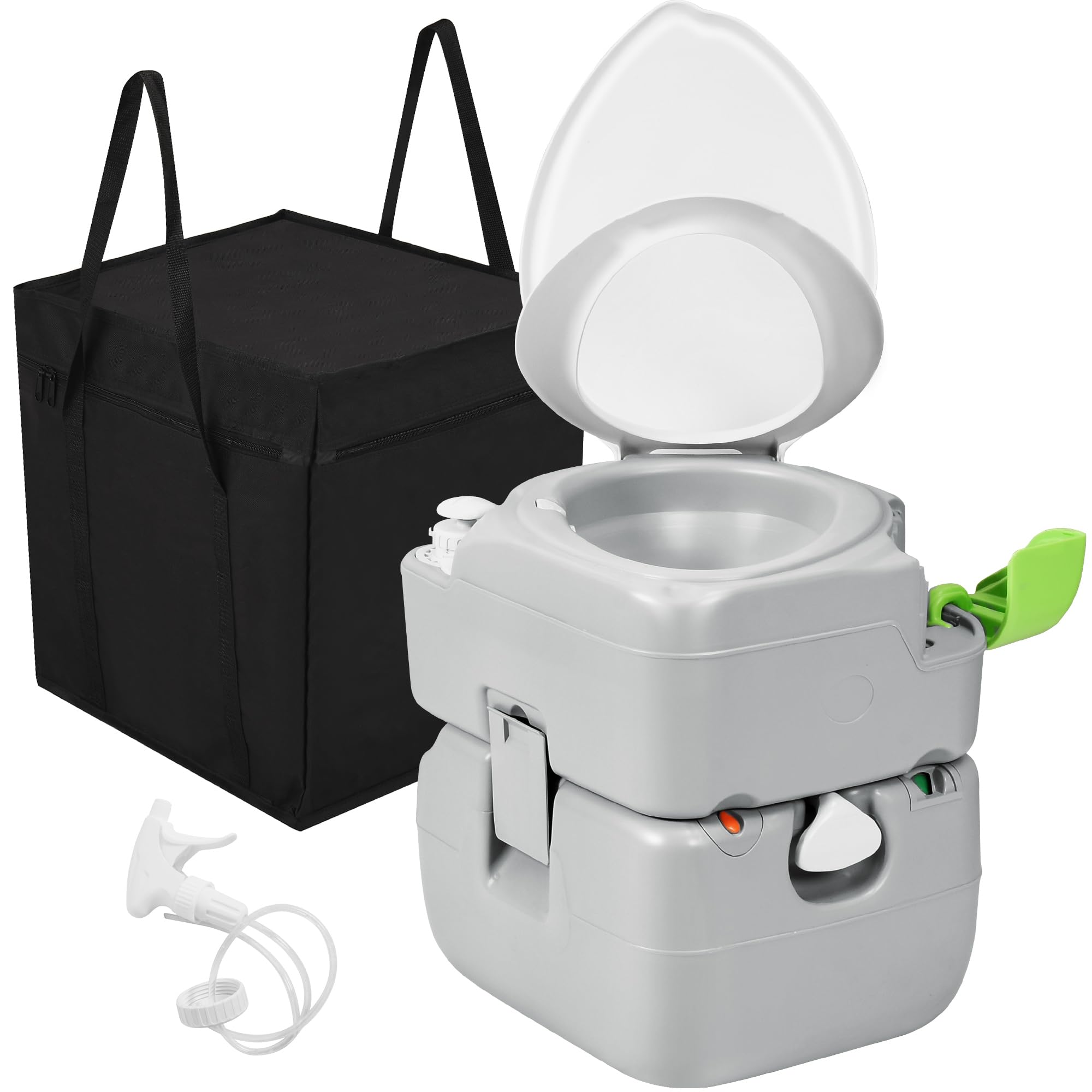YITAHOME 5.8 Gallon Portable Toilet for Camping, RV, Boat & Travel - Deepened Diagonal Bowl, Hand Sprayer, Level Indicator & Carry Bag - Ideal for Outdoor Adventures, Road Trips & Emergency Use