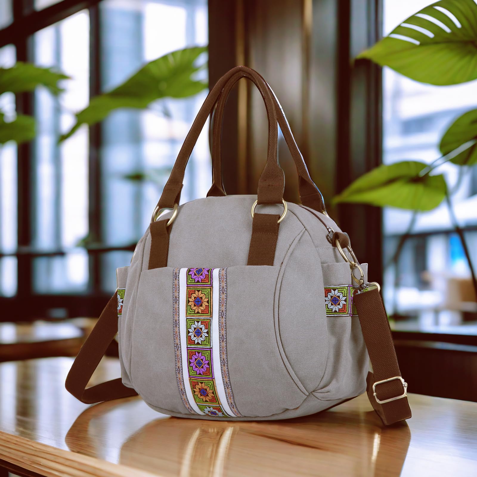 Vintage Women's Canvas Top Handle Handbag - Heavy Duty Crossbody Tote Purse for Work, Travel & Everyday Use | Durable Shoulder Bag with Spacious Compartments