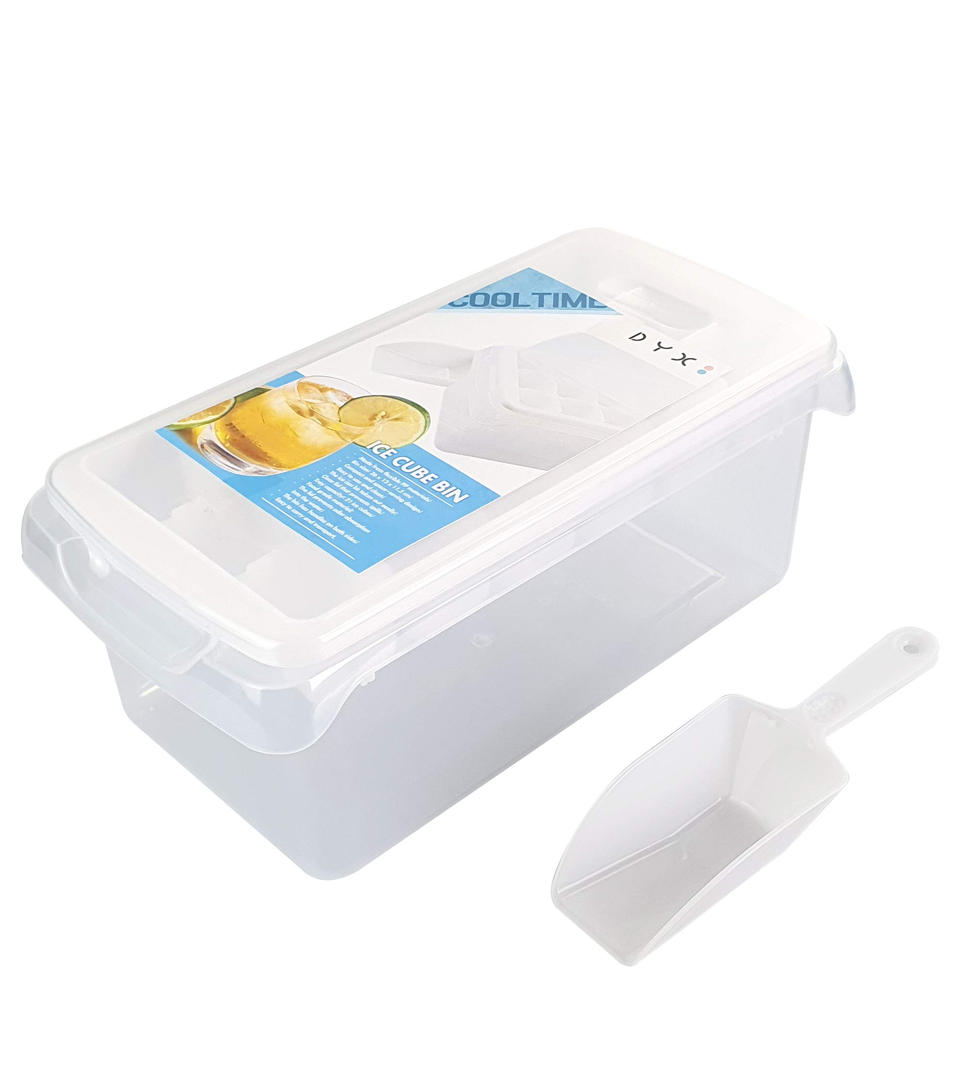 Ice Cube Bin Bucket Trays - Reusable Ice Holder & Storage Container for Freezer & Refrigerator with Scoop & Lids - Perfect for Parties, Cocktails & Home Bar Organization