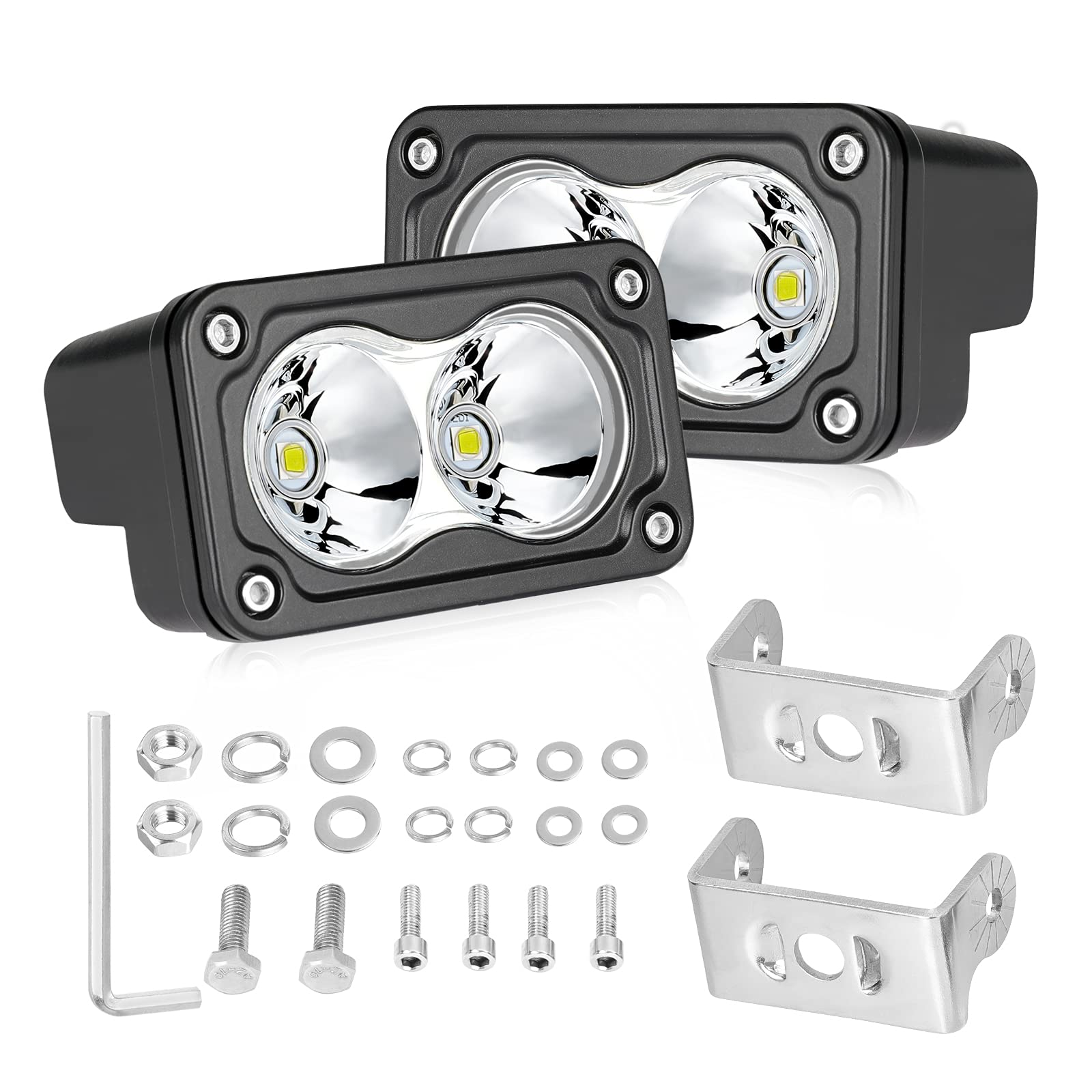 3 Inch CREE LED Pod Lights - 40W Spot Off-Road Driving Lights, Fog & Backup Lights (2 Pack) - Waterproof for Trucks, Motorcycles, UTV, ATV, SUV - Perfect for Night Off-Roading, Camping & Emergency Lighting