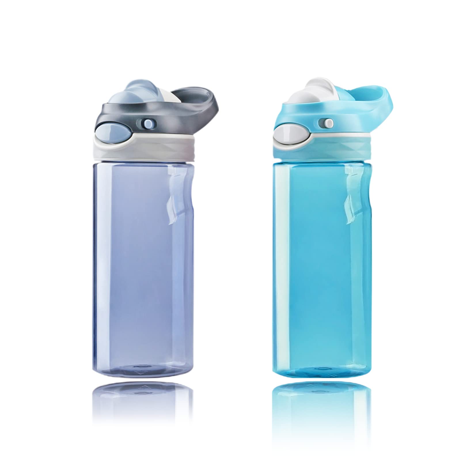 DEARART 2-Pack 16oz BPA-Free Water Bottles - Grey & Sky Blue, Leakproof Wide Mouth with Handle for Easy Carrying | Perfect for School, Gym, Sports, Work, Hiking & Outdoor Activities
