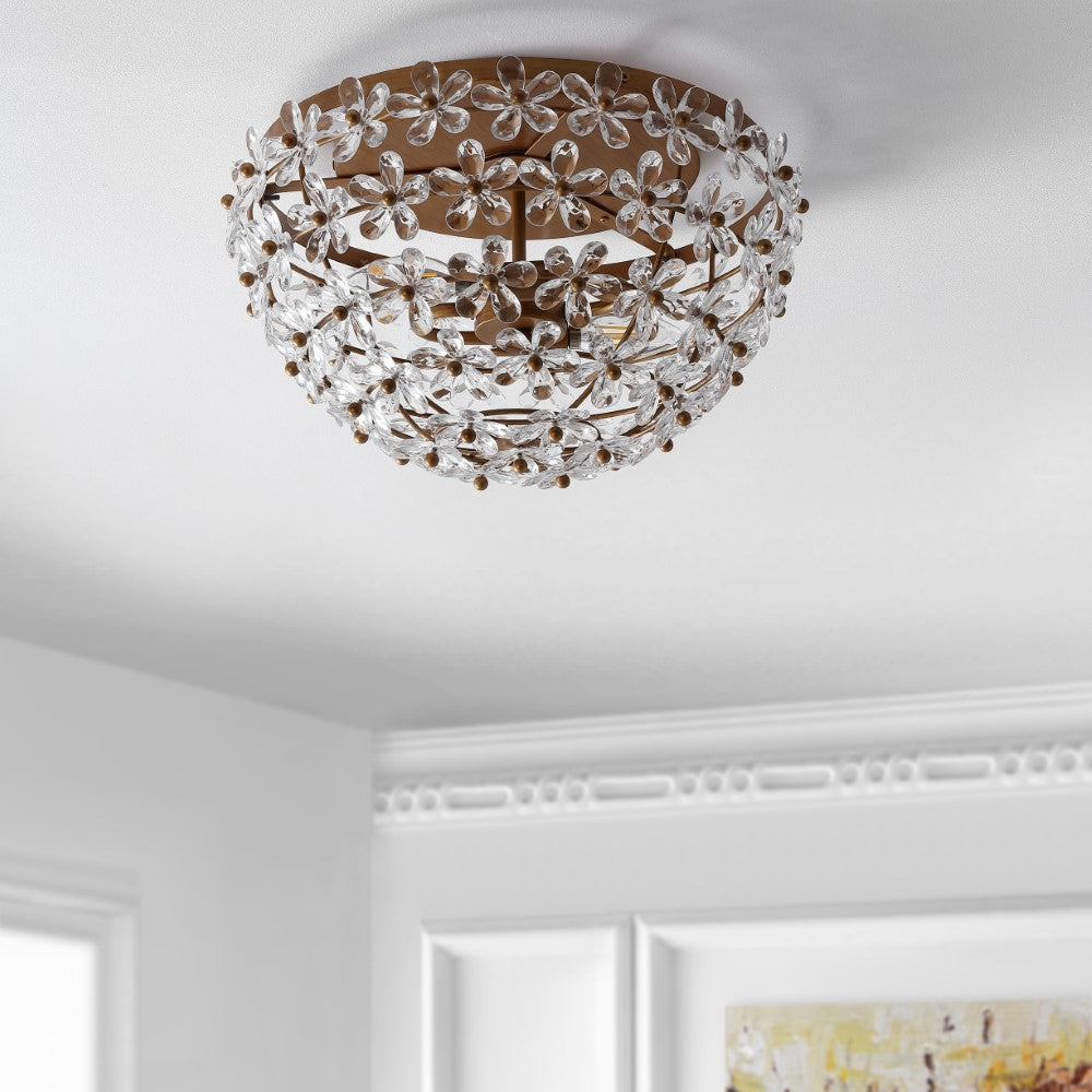 Isabelle 15.5 Inch Modern Metal and Acrylic LED Flush Mount Ceiling Light - Energy Efficient Lighting for Bedroom, Kitchen, Hallway, and Living Room
