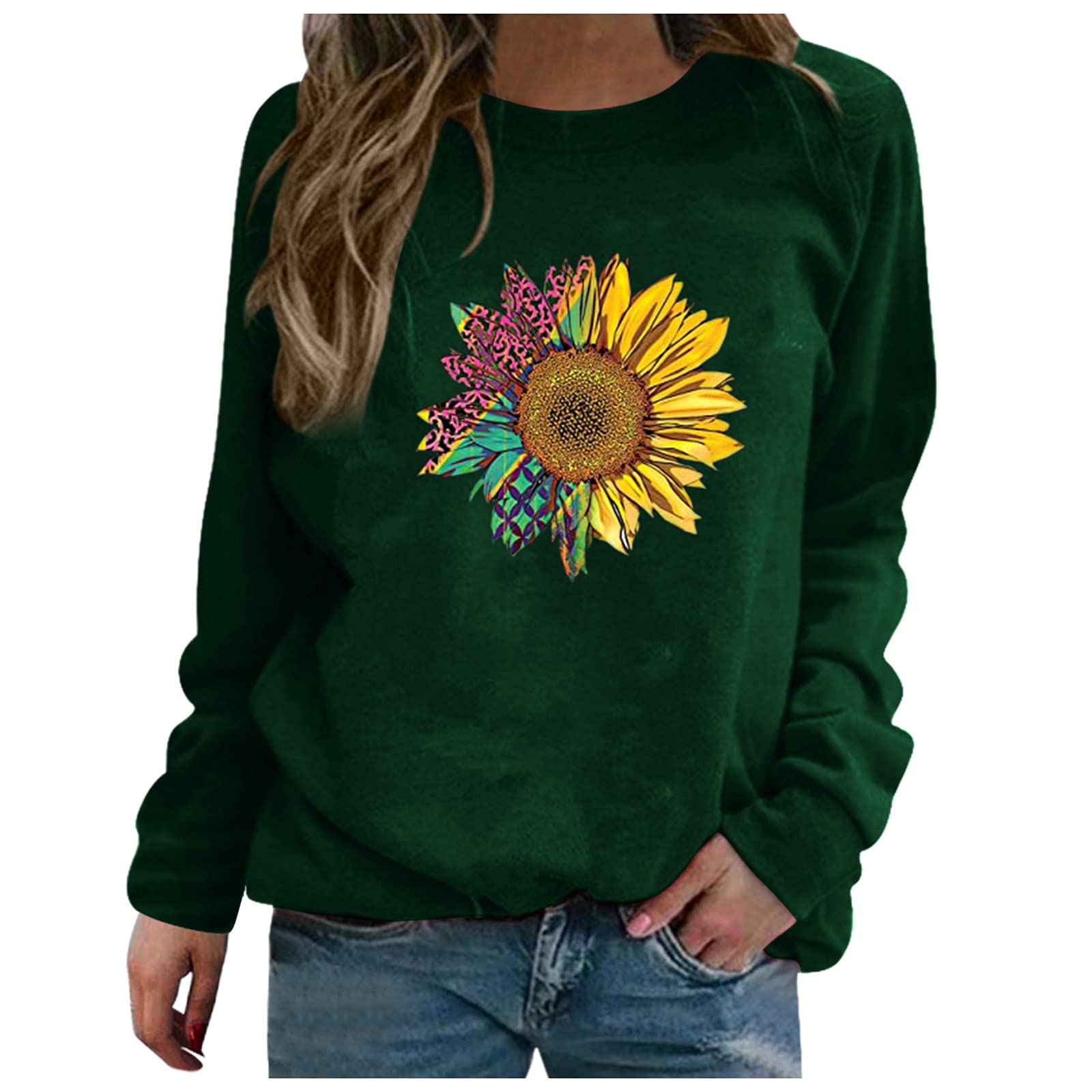 Adviicd Women's Long Sleeve Tops - Casual Crewneck Sweatshirts, Cute Tunic Pullovers (Loose Fit) for Everyday Wear, Work & Outfits