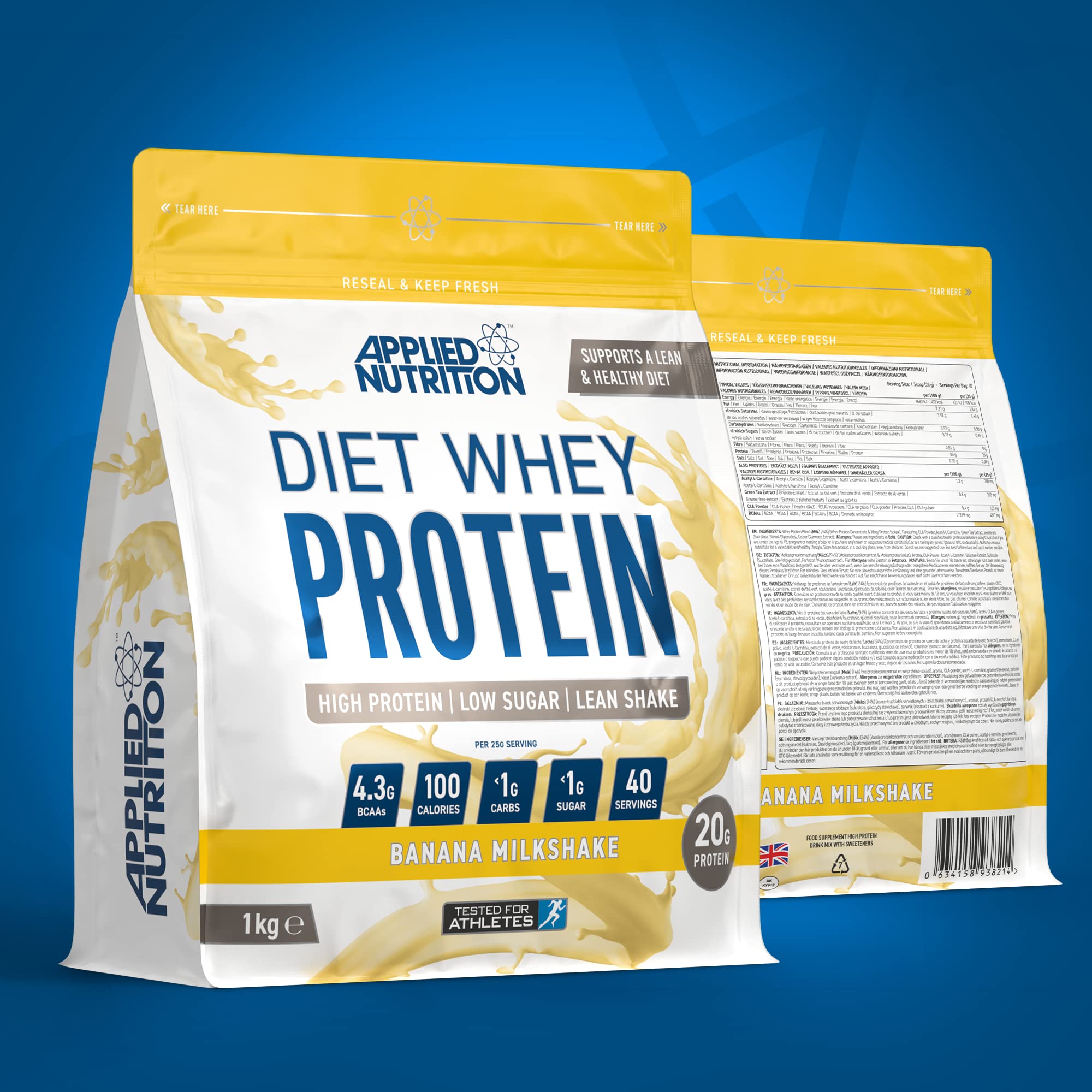 Applied Nutrition Diet Whey Protein Powder 1kg - Low Fat High Protein Shake for Weight Loss & Muscle Building | Perfect for Post-Workout Recovery & Healthy Meal Replacement