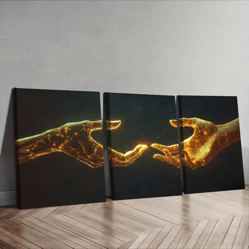 3-Piece Mechanical Hand Wall Art Set - Framed Canvas Prints 40x60cm (16x24in) - High Quality Australian Made Wall Decor - Ready to Hang - Perfect for Living Room, Bedroom & Office Decor