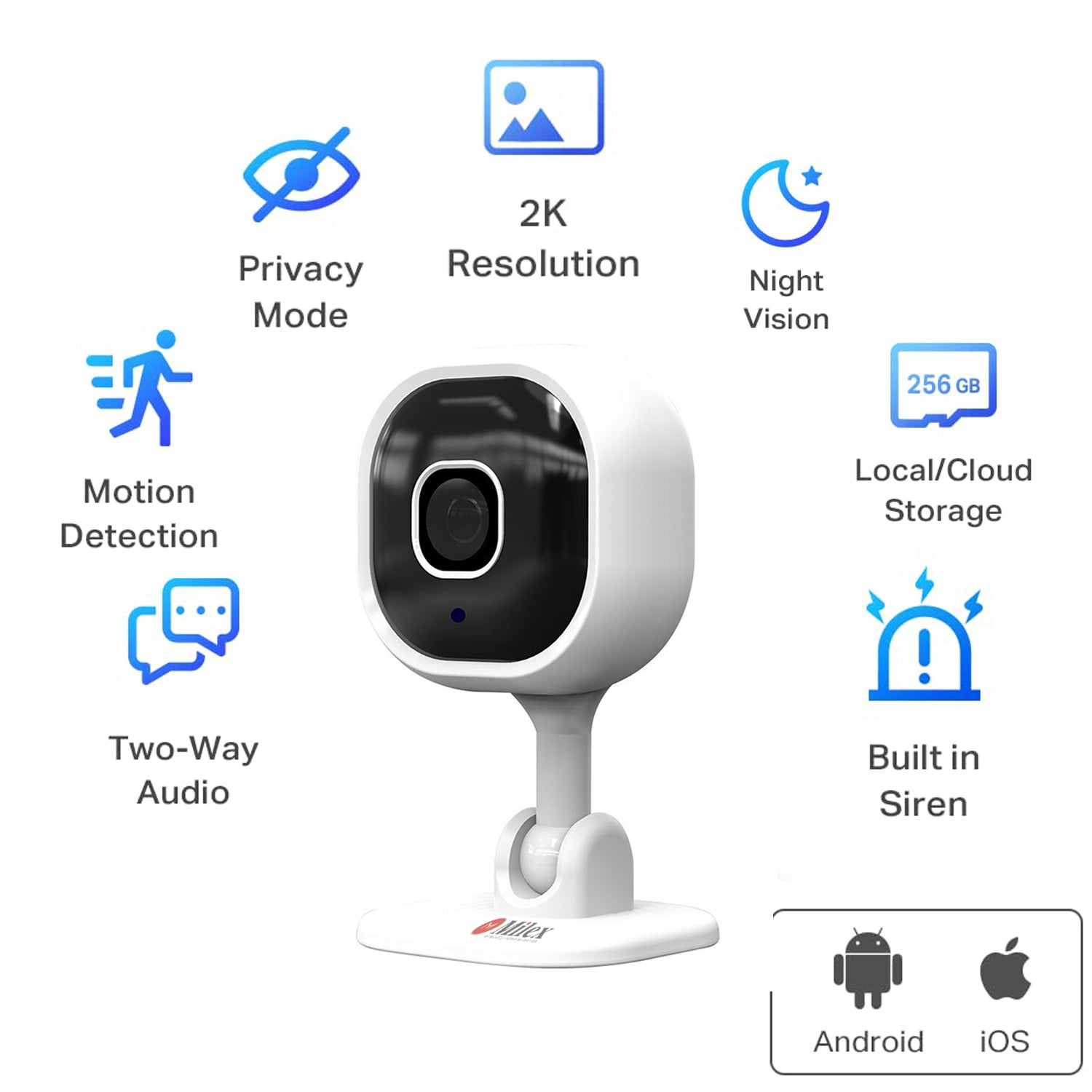 Milex 2-Way Infrared Security Camera with Night Vision - Monitor & Protect Your Home & Family 24/7 | Indoor/Outdoor Surveillance for House, Office & Business Security