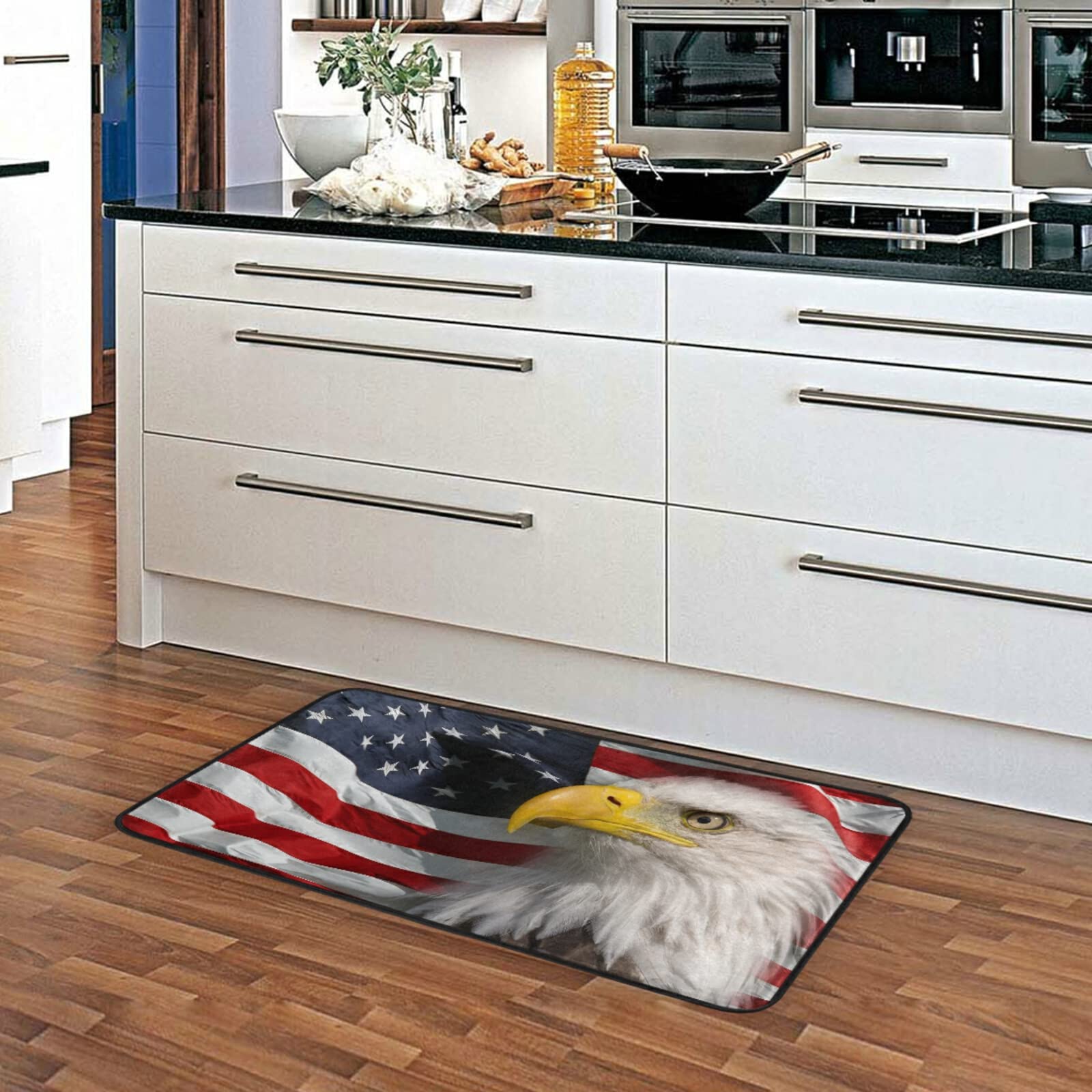 American Flag Patriotic Eagle Kitchen Rug - Non-Slip Anti-Fatigue Washable Floor Mat for Home, Kitchen, Office & Laundry Room - 39x20 Inches - Perfect for July 4th Decor, Veterans Day & Patriotic Home Décor