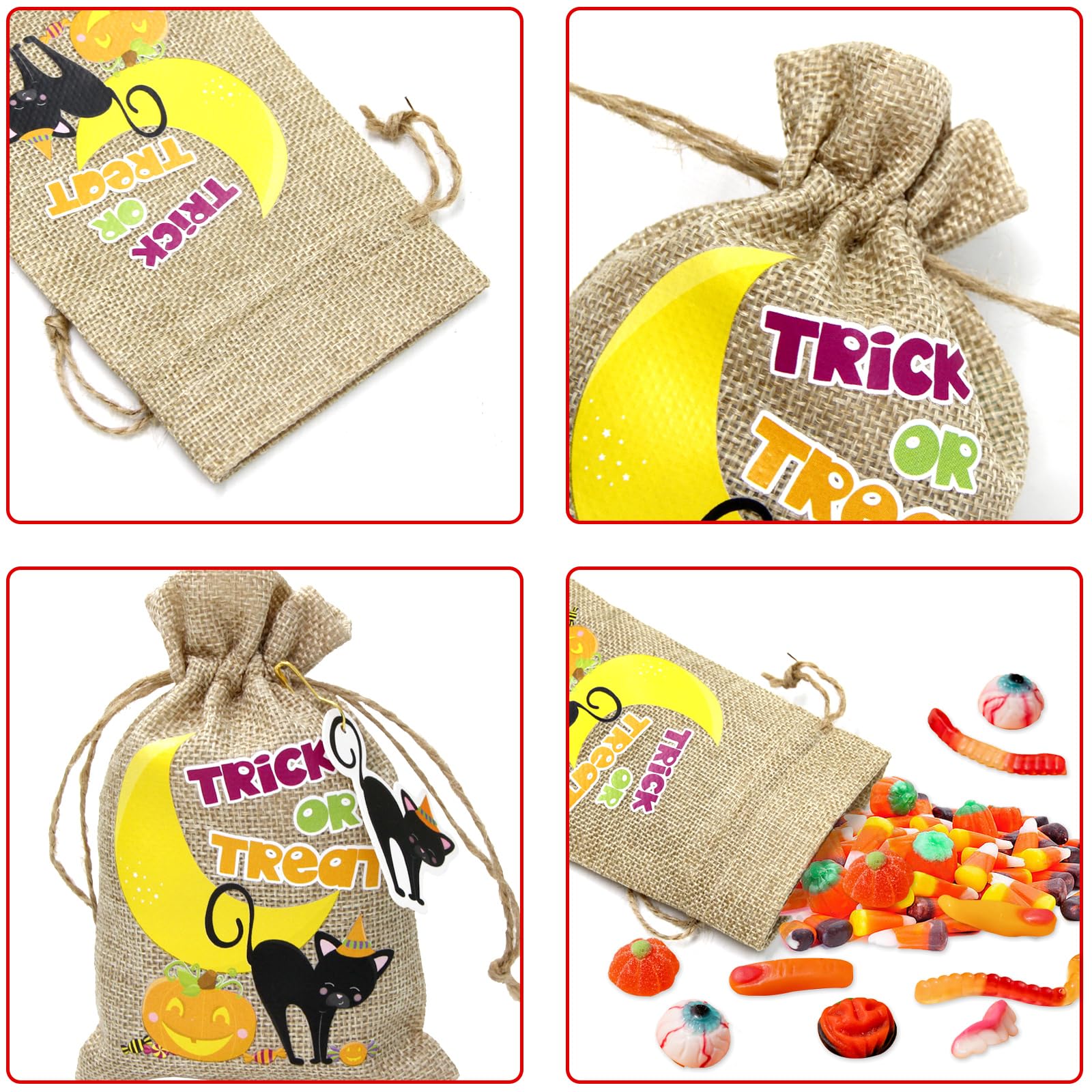 Halloween Burlap Candy Bags 24PCS - 4