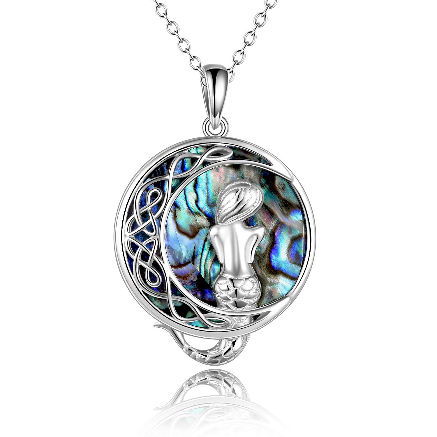 POPLYKE 925 Sterling Silver Mermaid Pendant Necklace - Elegant Classic Jewelry for Women, Perfect Birthday Gift for Her | Ideal for Parties, Weddings, and Everyday Wear