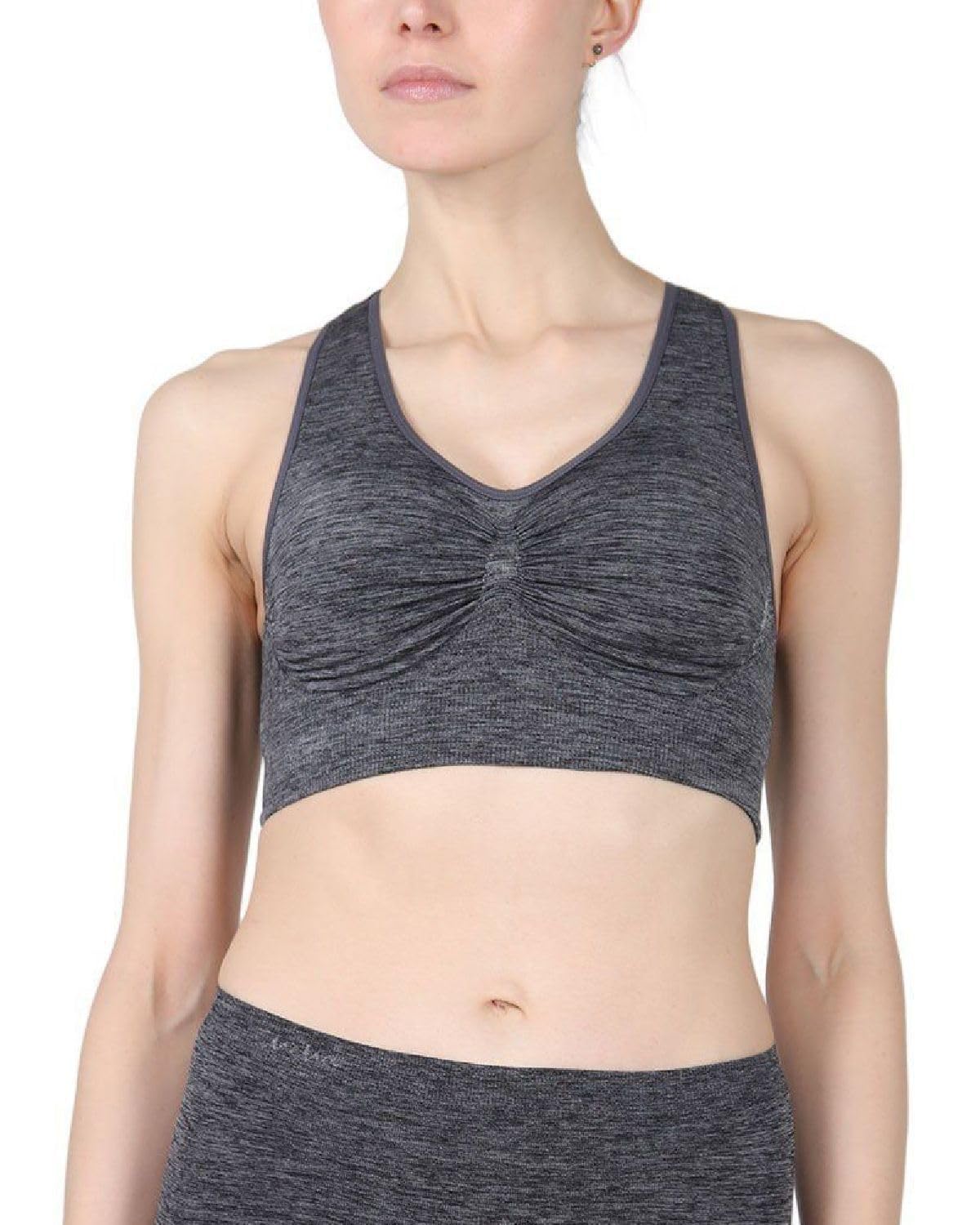 SlimMe Women's Seamless Racerback Sports Bra - Comfortable Compression Workout Bra for Running, Yoga & Gym - Sizes Small to Q2