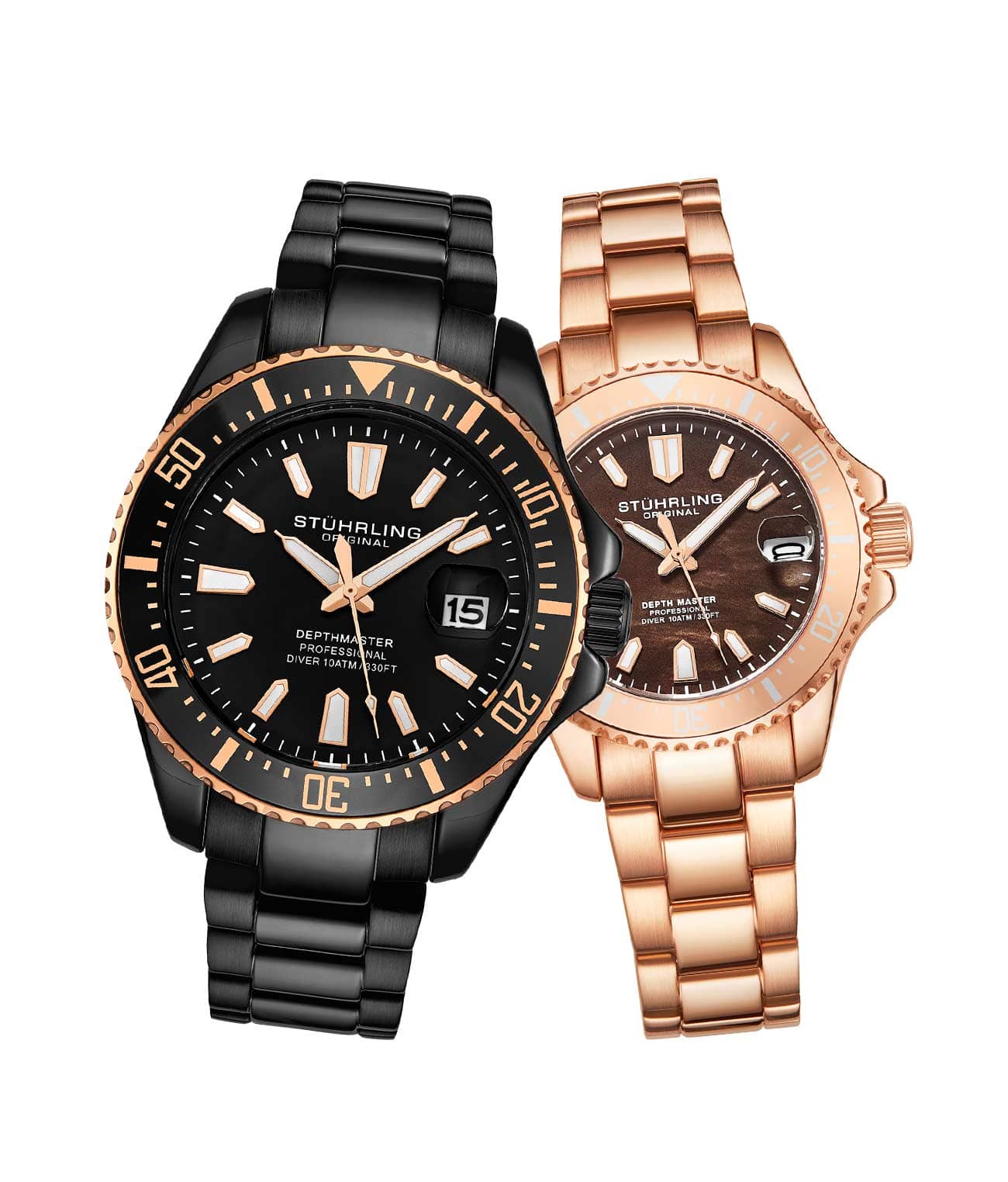 Aquadiver Depthmaster Couple Watch Set with Free Travel Case - Perfect for Diving, Travel & Anniversary Gifts