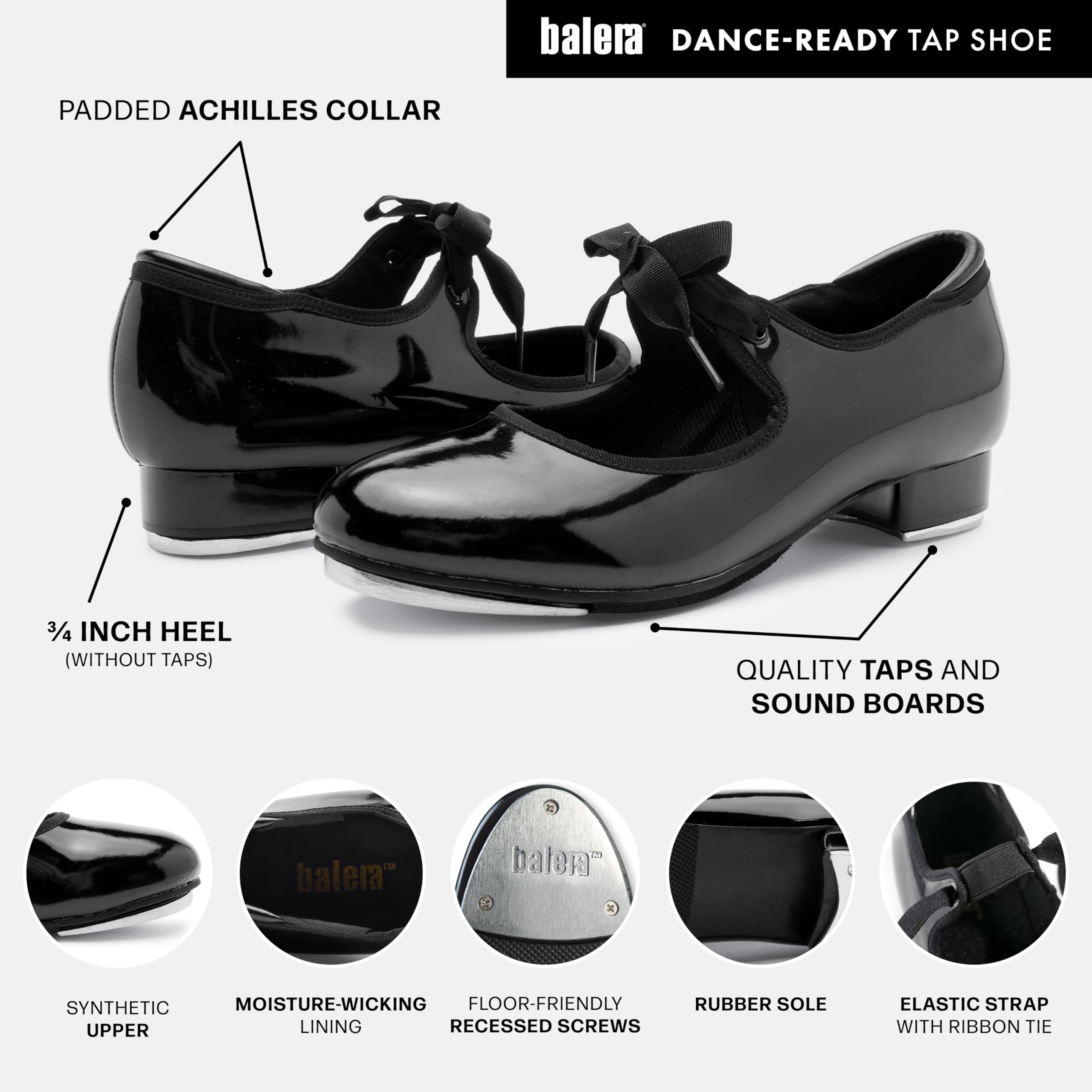 Balera Beginner Tap Shoes for Girls & Women - Lightweight & Comfortable Dance Shoes for Tap, Jazz, and Broadway Performances - Perfect for Dance Classes, Recitals & Practice
