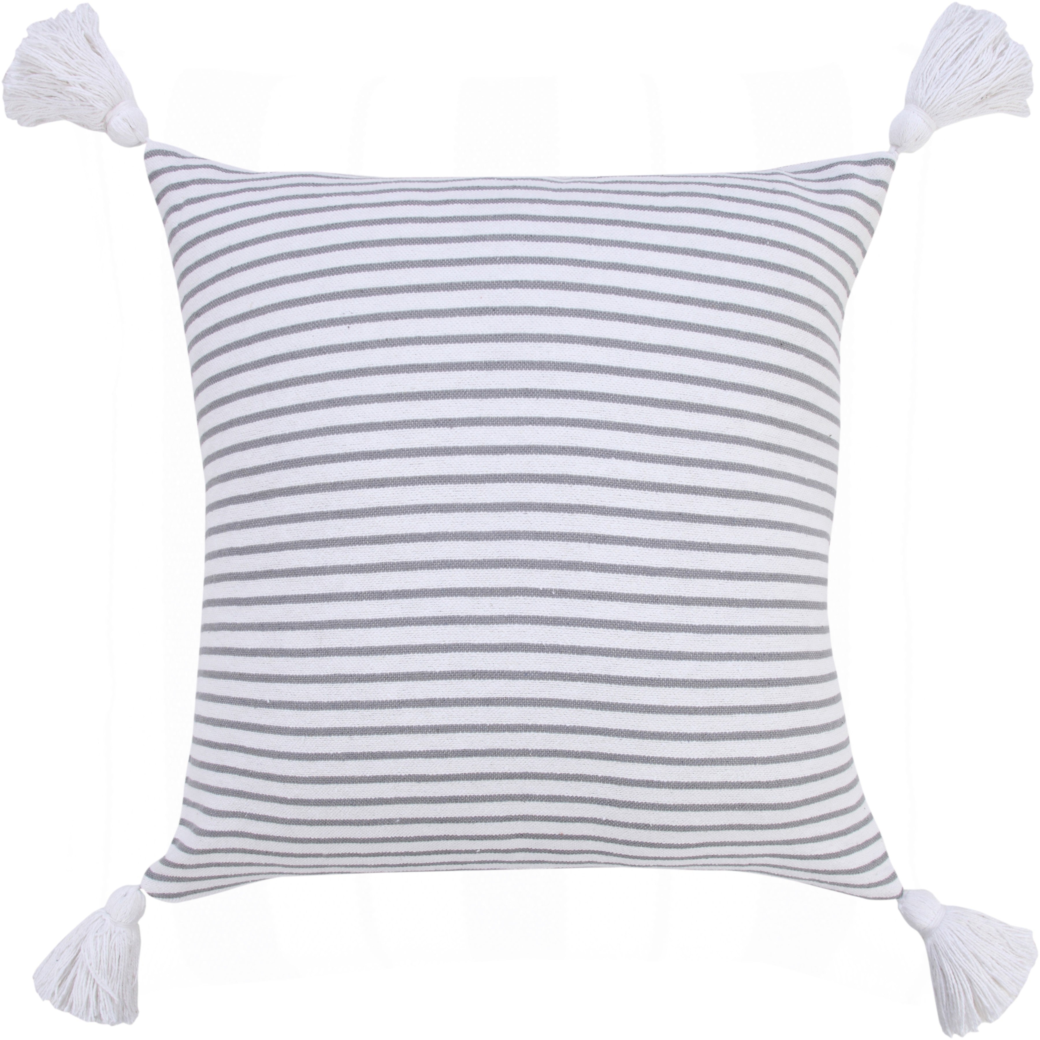Stylish Striped Throw Pillow with Tassels - Square Decorative Cushion for Sofa, Bed & Home Decor