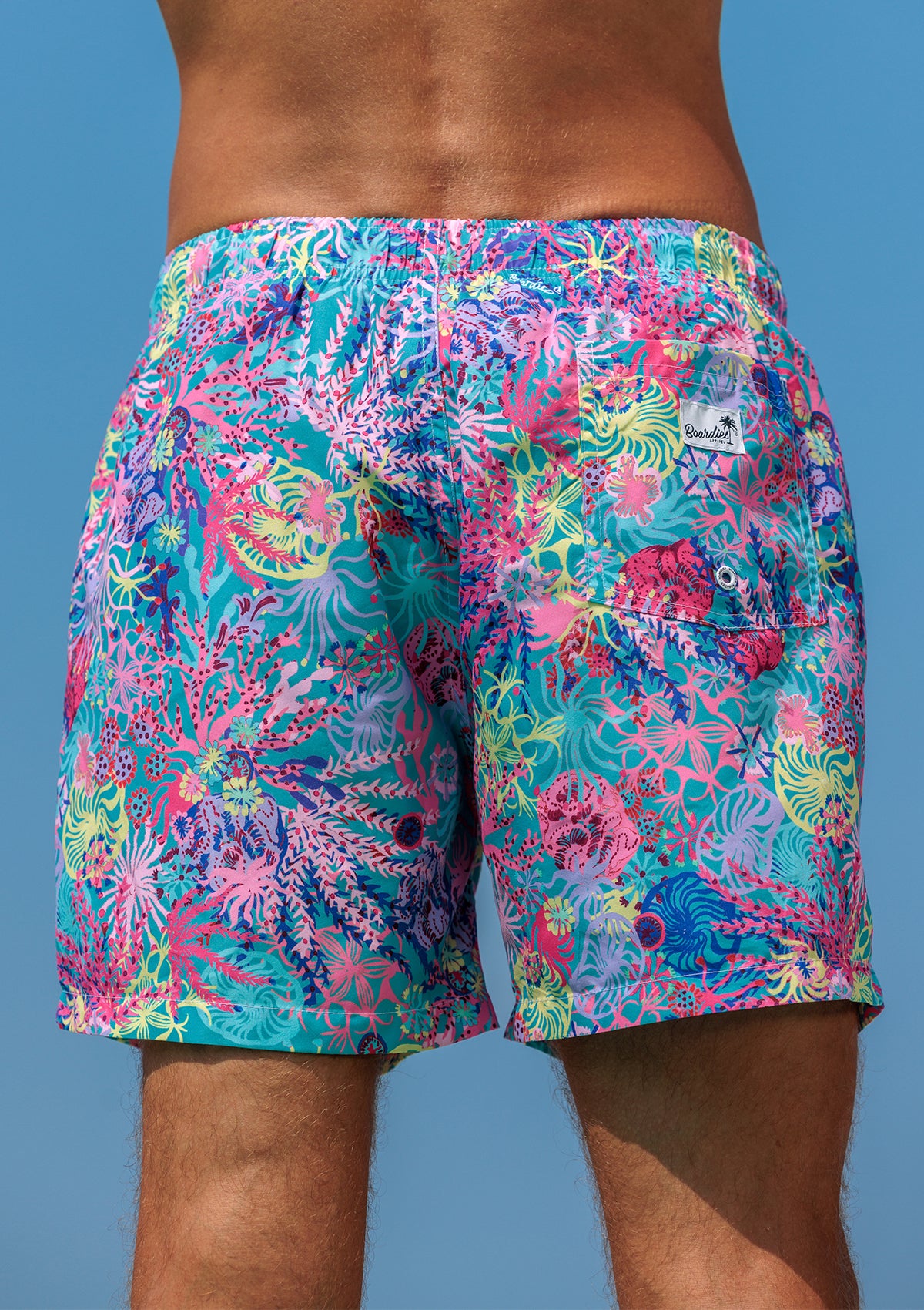 **Men's Coral Swim Shorts & Boys' Matching Swim Trunks Set - Beach, Pool, and Summer Vacation Outfits for Father and Son**