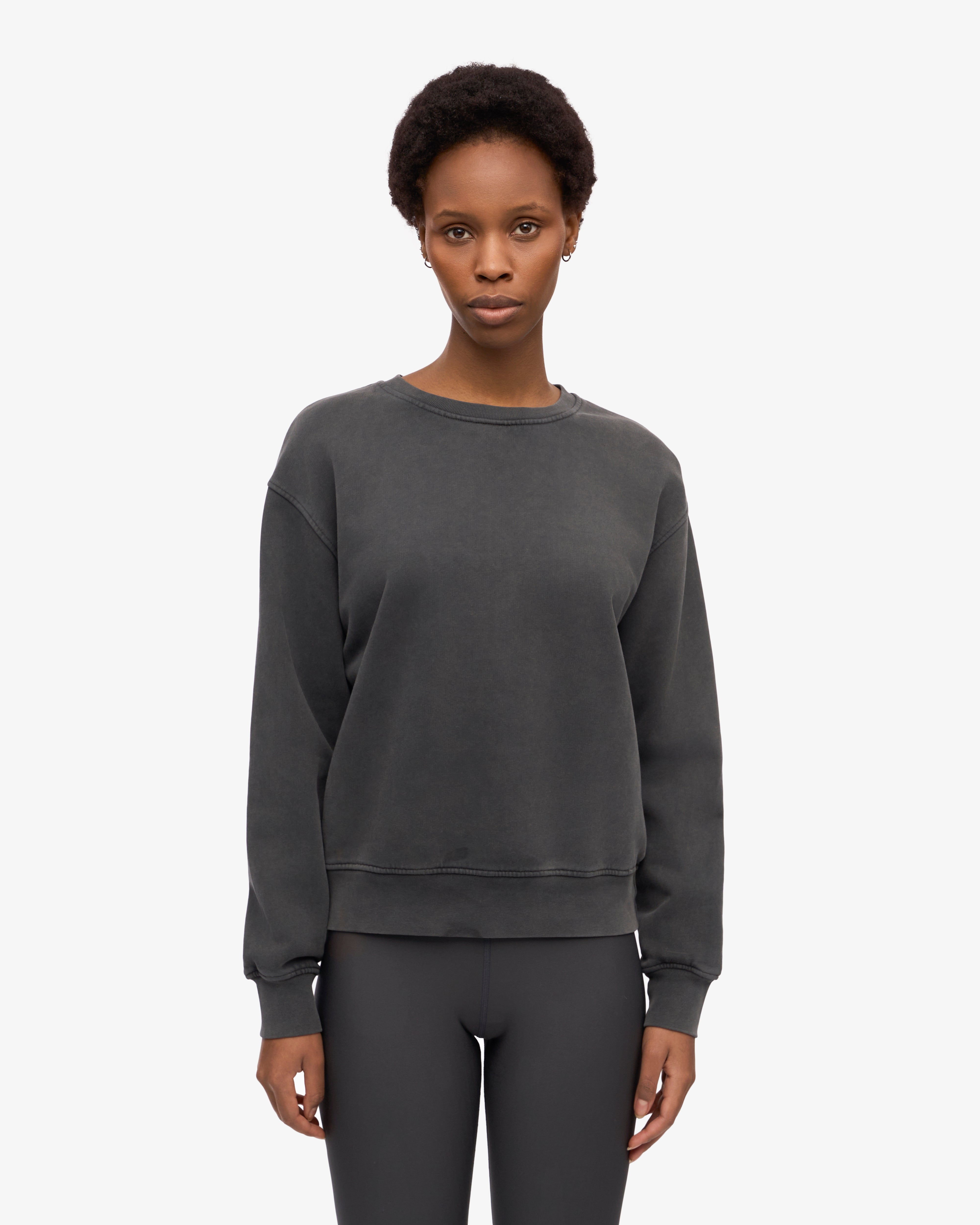 Women's Classic Organic Cotton Crew Neck T-Shirt - Faded Black - Casual Everyday Wear & Layering Essential