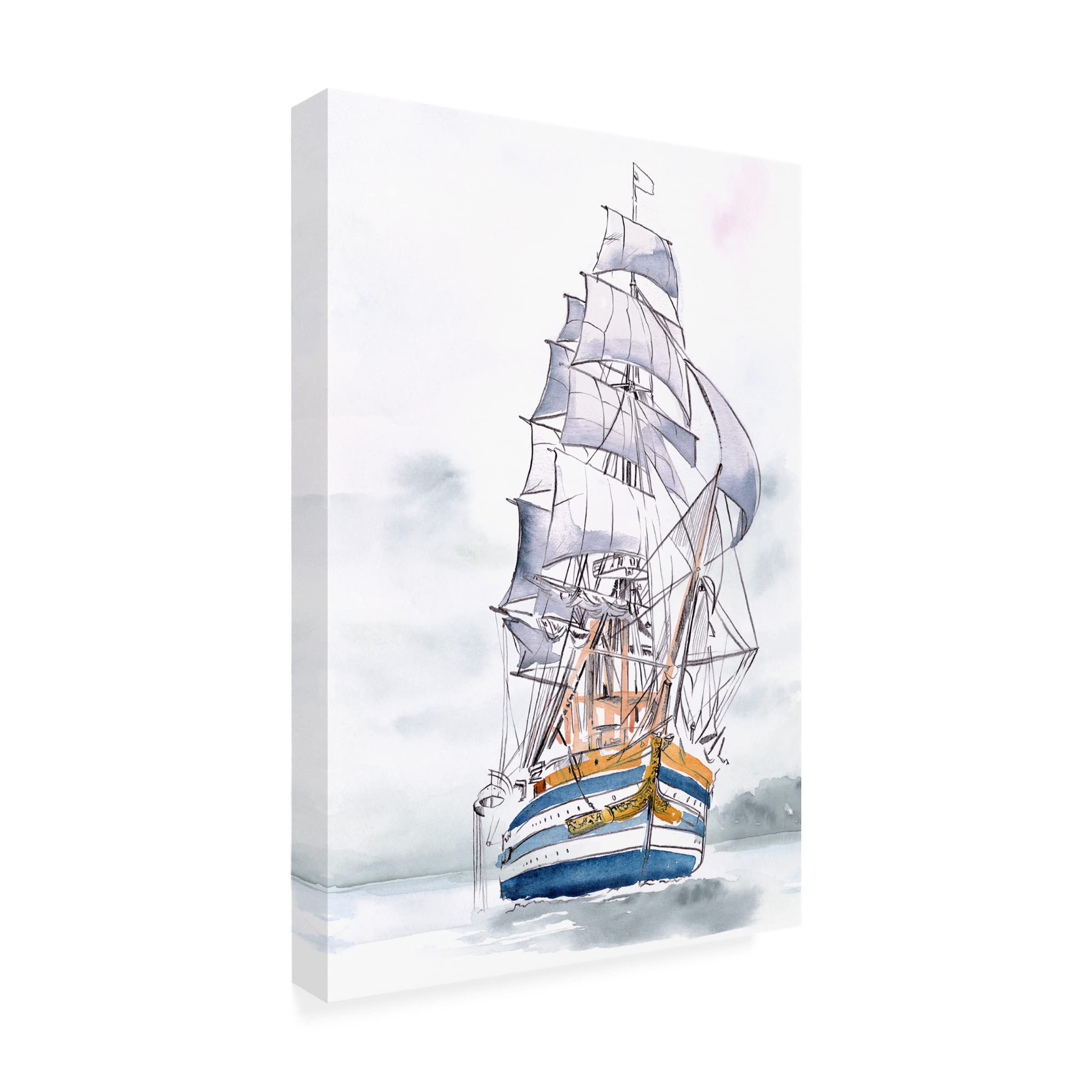 Jennifer Paxton Parker 'Tall Ship I' Canvas Art Print - Nautical Wall Decor for Living Room, Bedroom & Office | Trademark Fine Art Collection