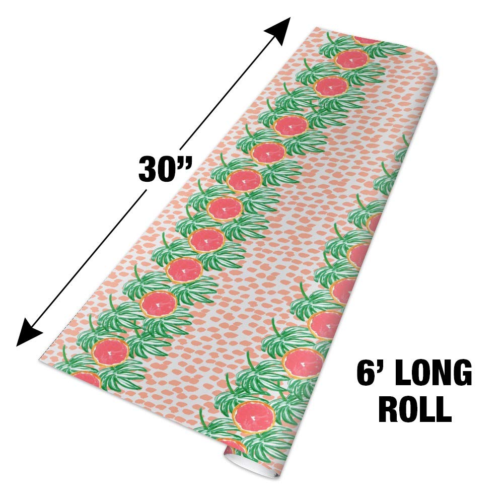 GRAPHICS & MORE Grapefruit and Leaves Gift Wrap Wrapping Paper Rolls - Perfect for Birthday, Wedding, Christmas & Party Gift Wrapping
