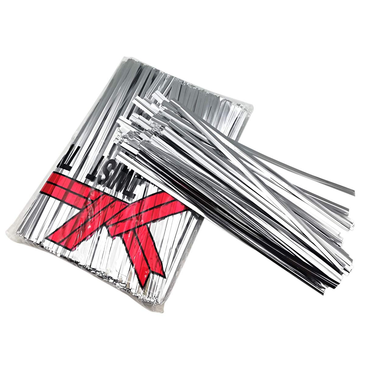 600PCS Silver Metallic Twist Ties - 4 Inch Reusable Plastic Cable Ties for Bread Bags, Candy Bags, Party Decorations, Cake Pops & Gift Wrapping - Perfect for Baking, Organizing & DIY Crafts