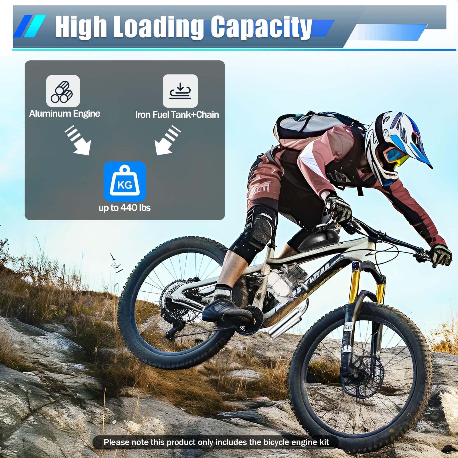 100CC 2-Stroke Bicycle Motor Kit - Complete Gasoline & Electric Bike Conversion Kit for Adults - DIY Bicycle Engine Upgrade for Commuting & Off-Road Adventures