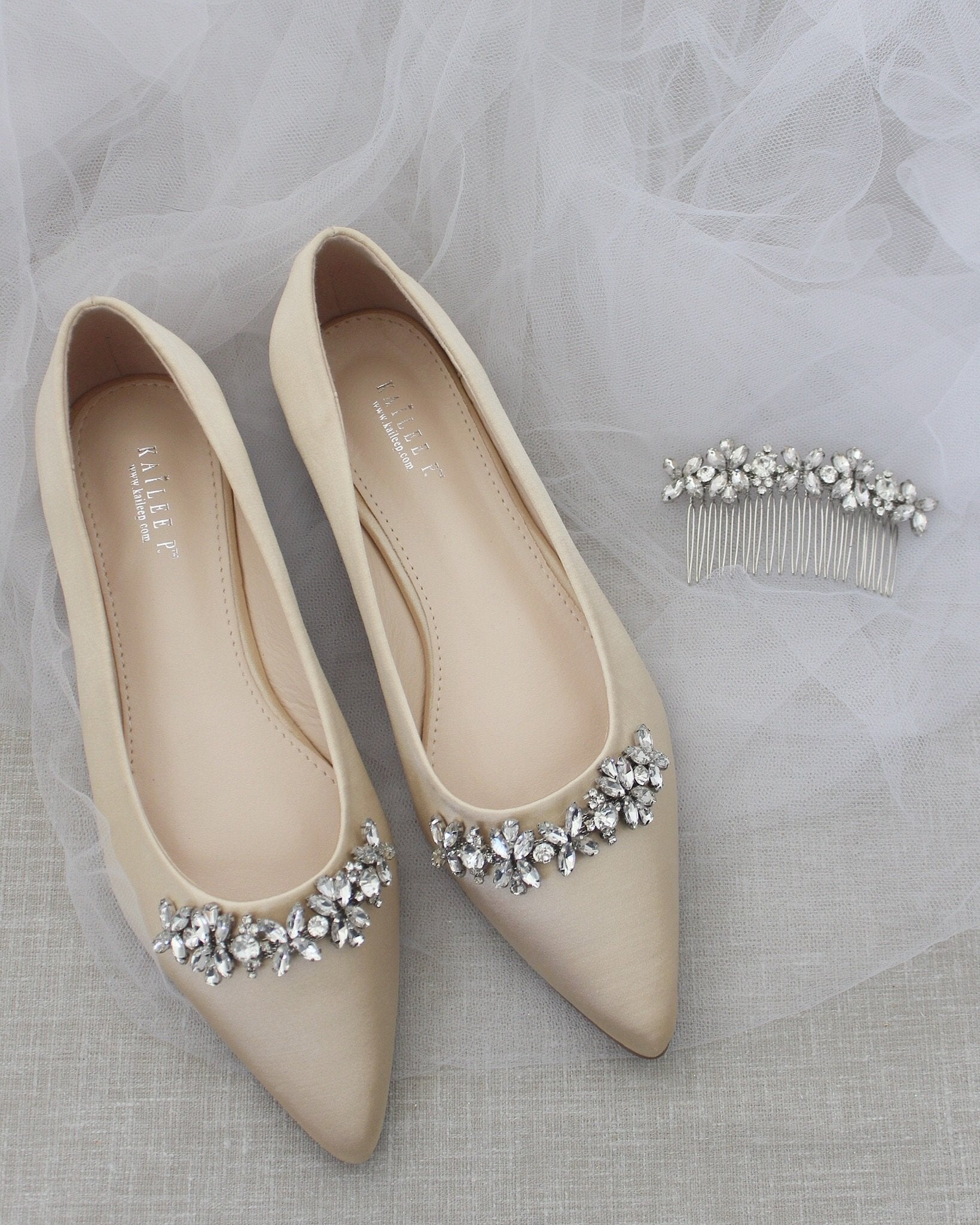 Elegant Evening Flats with Floral Rhinestone Embellishments - Comfortable Women's Dress Shoes for Parties, Weddings & Special Occasions